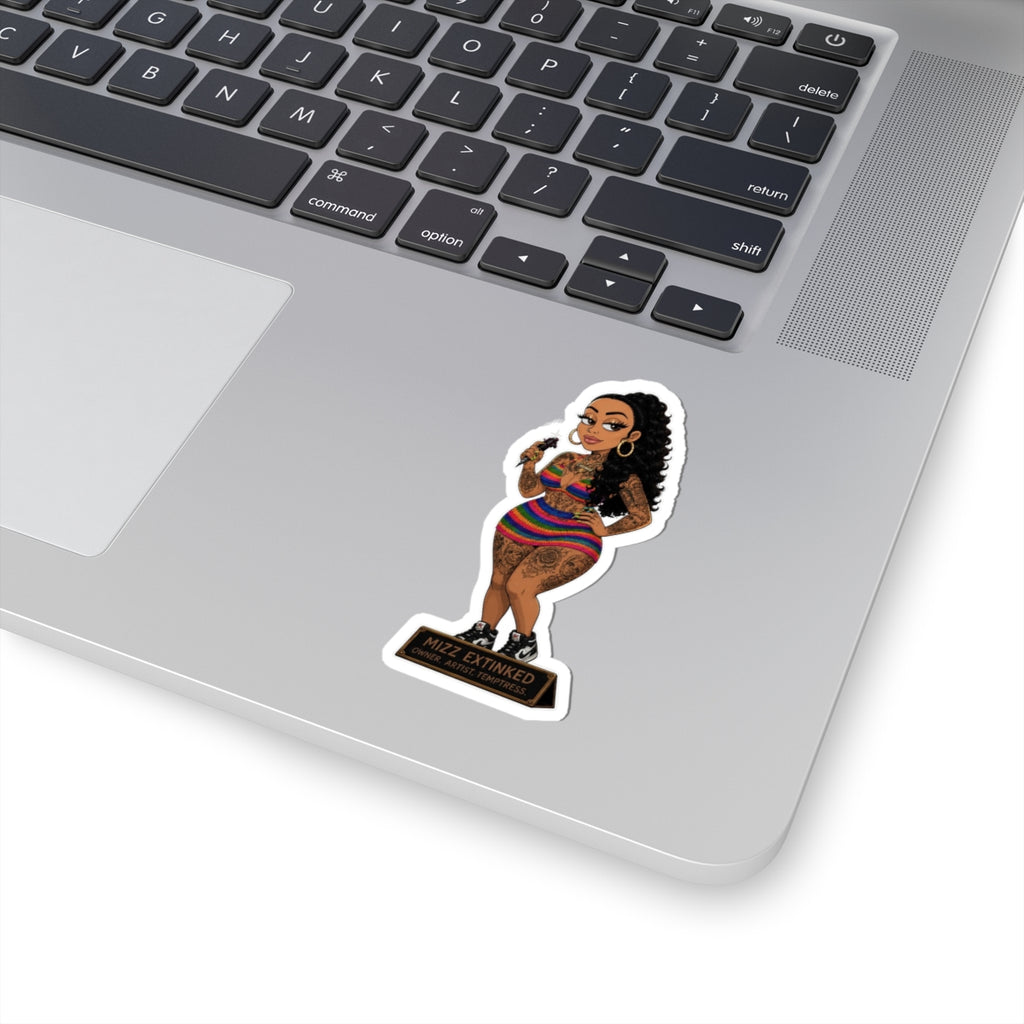 Mizz Extinked Kiss-Cut Sticker — Curvy Tattooed Woman 'Mizz Extinked' Decorative Vinyl Decal