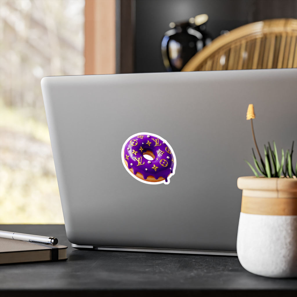 Luxury Logo Donut Vinyl Sticker – Purple Drip Kiss-Cut Decal