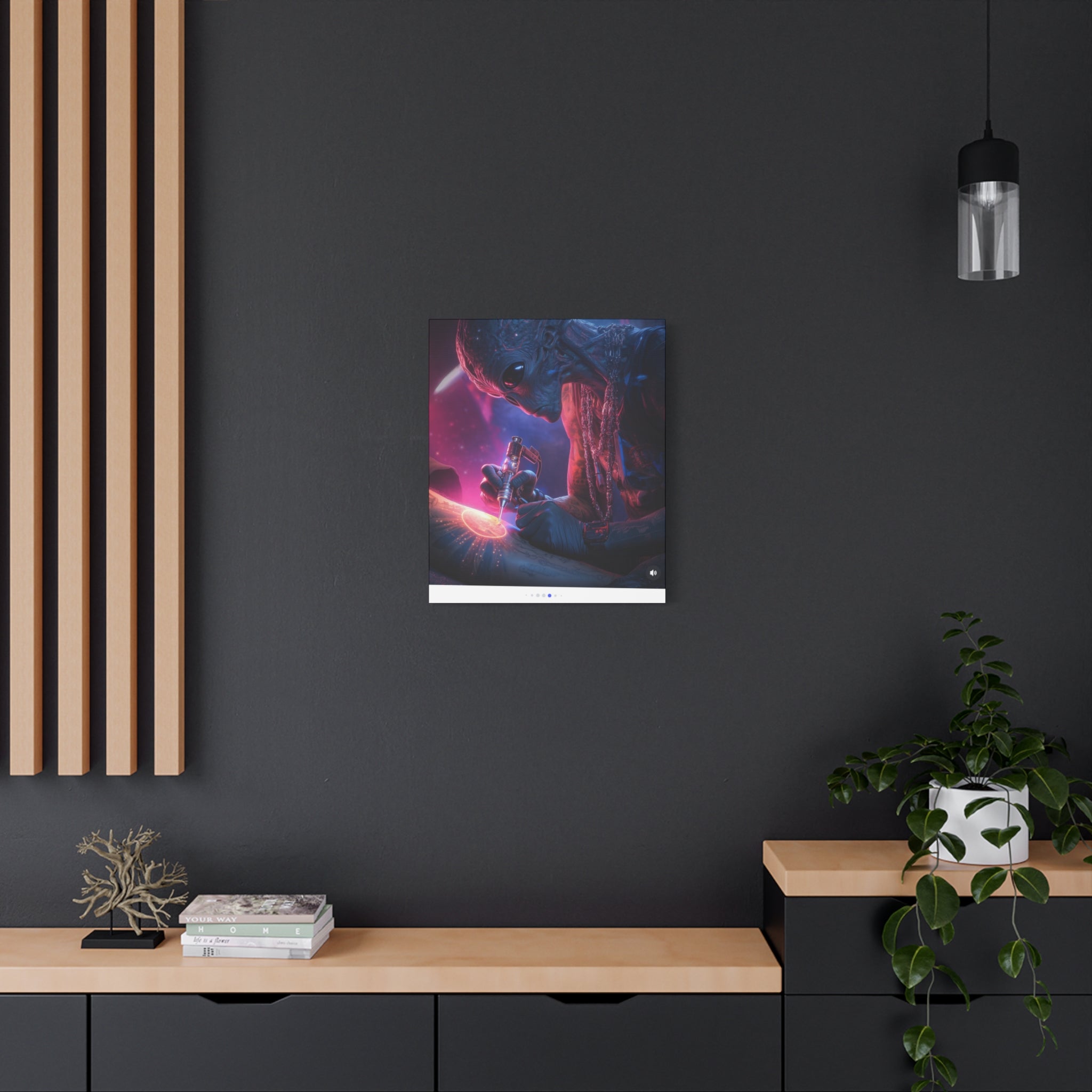 Alien Artist Canvas Print — Neon Sci‑Fi Wall Art