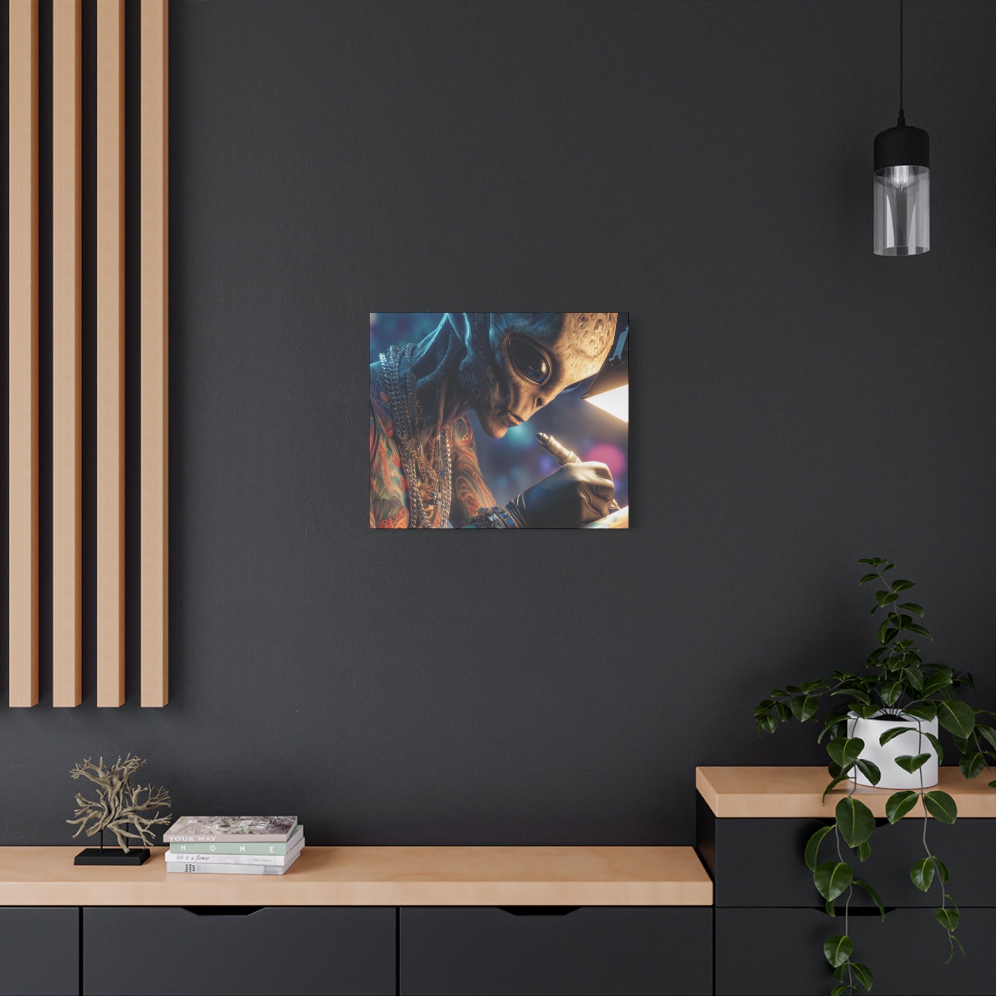 Alien Tattoo Artist Canvas Print — Matte Stretched Wall Art