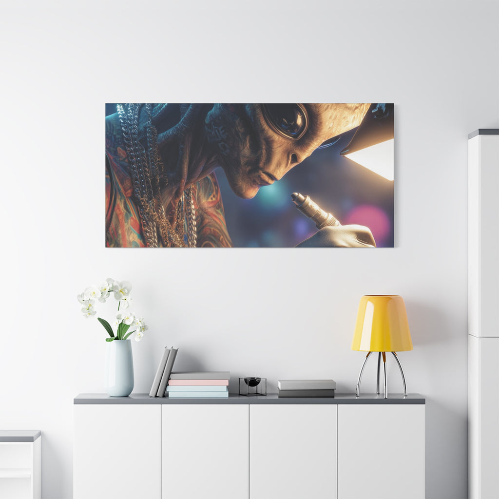 Alien Tattoo Artist Canvas Print — Matte Stretched Wall Art