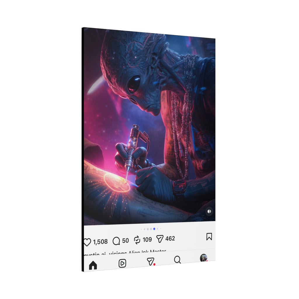 Alien Artist Canvas Print — Neon Sci‑Fi Wall Art