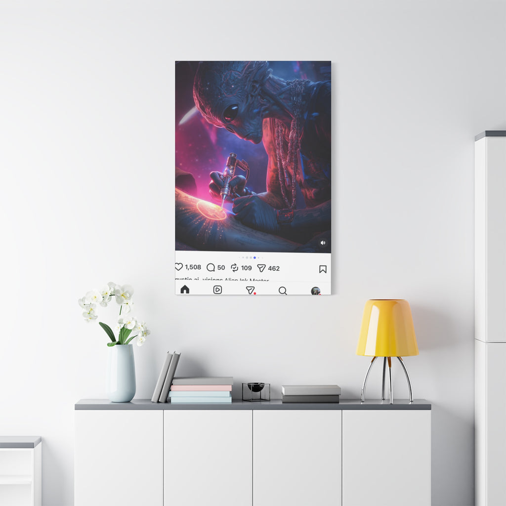 Alien Artist Canvas Print — Neon Sci‑Fi Wall Art
