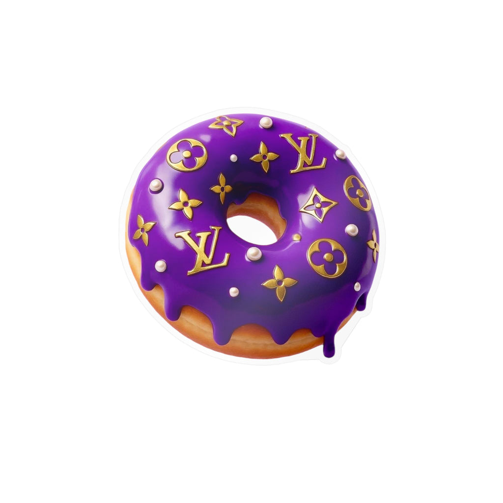 Luxury Logo Donut Vinyl Sticker – Purple Drip Kiss-Cut Decal