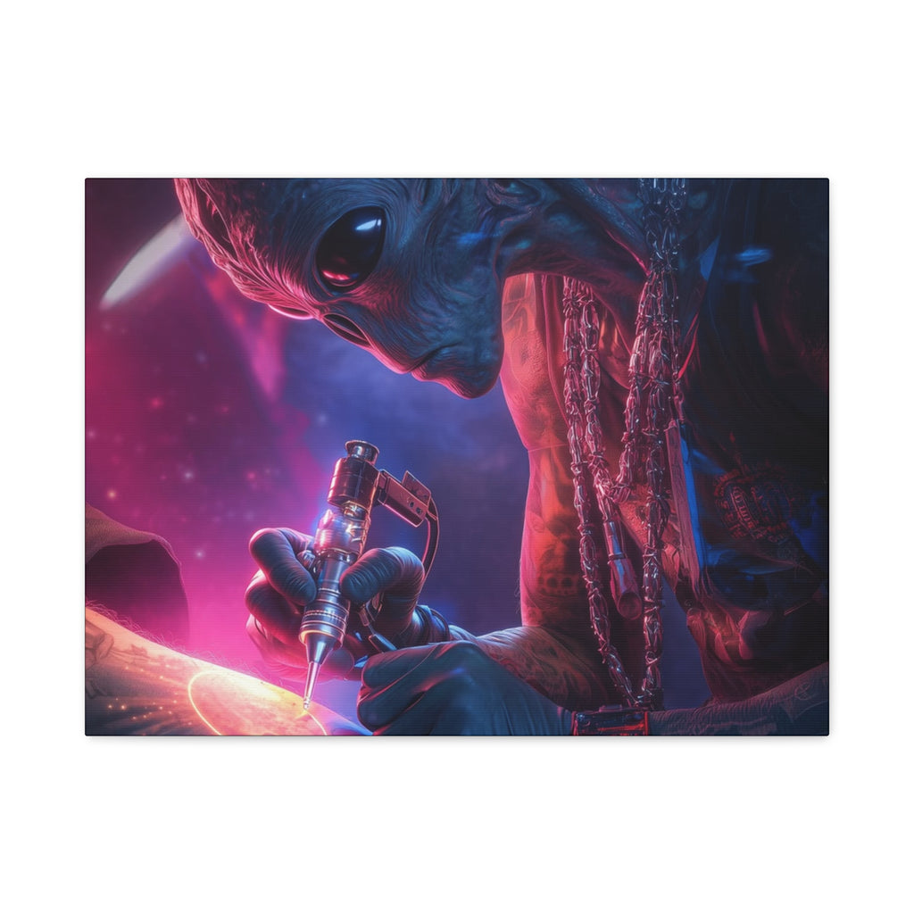 Alien Artist Canvas Print — Neon Sci‑Fi Wall Art