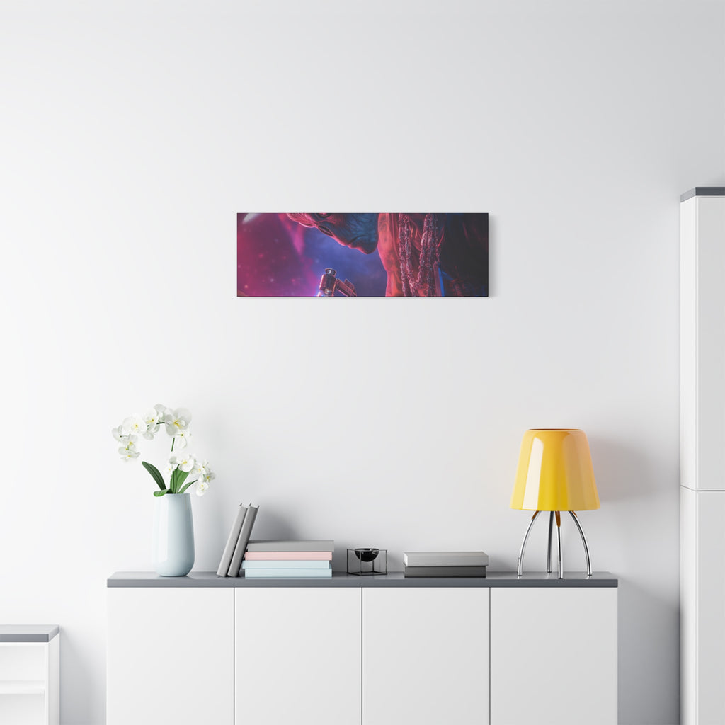Alien Artist Canvas Print — Neon Sci‑Fi Wall Art