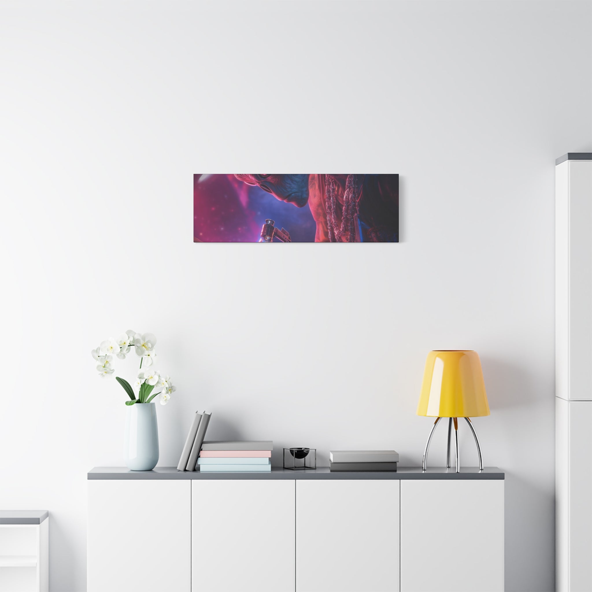 Alien Artist Canvas Print — Neon Sci‑Fi Wall Art