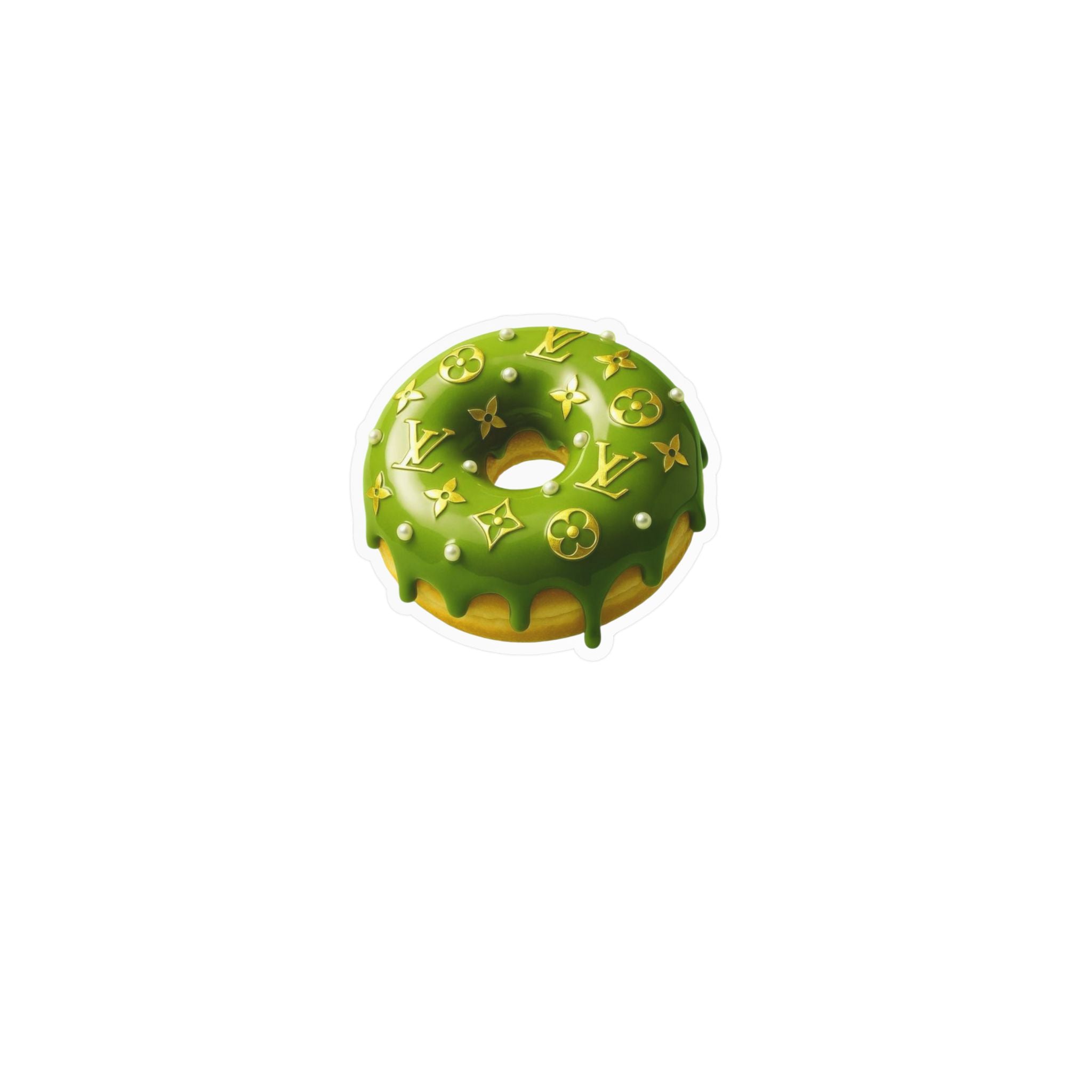 Green Designer LV Donut Kiss-Cut Vinyl Sticker