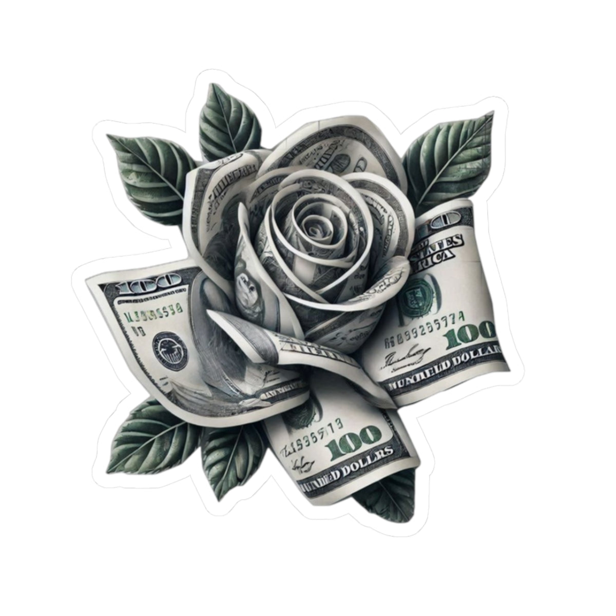 Money Rose Sticker — Kiss-Cut Vinyl Cash Rose Laptop Decal