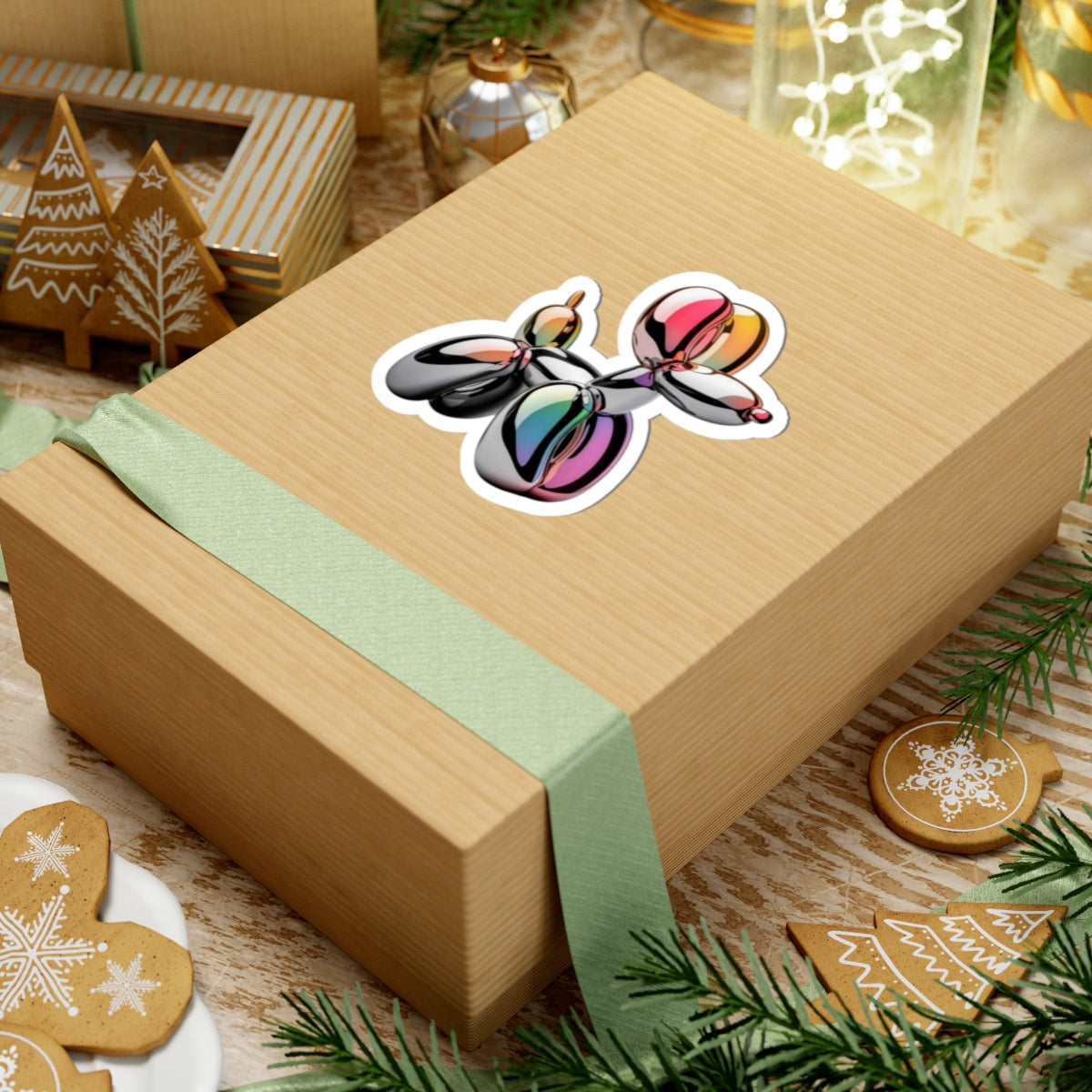 Balloon Dog Sticker — Iridescent Metallic Kiss-Cut Vinyl Decal