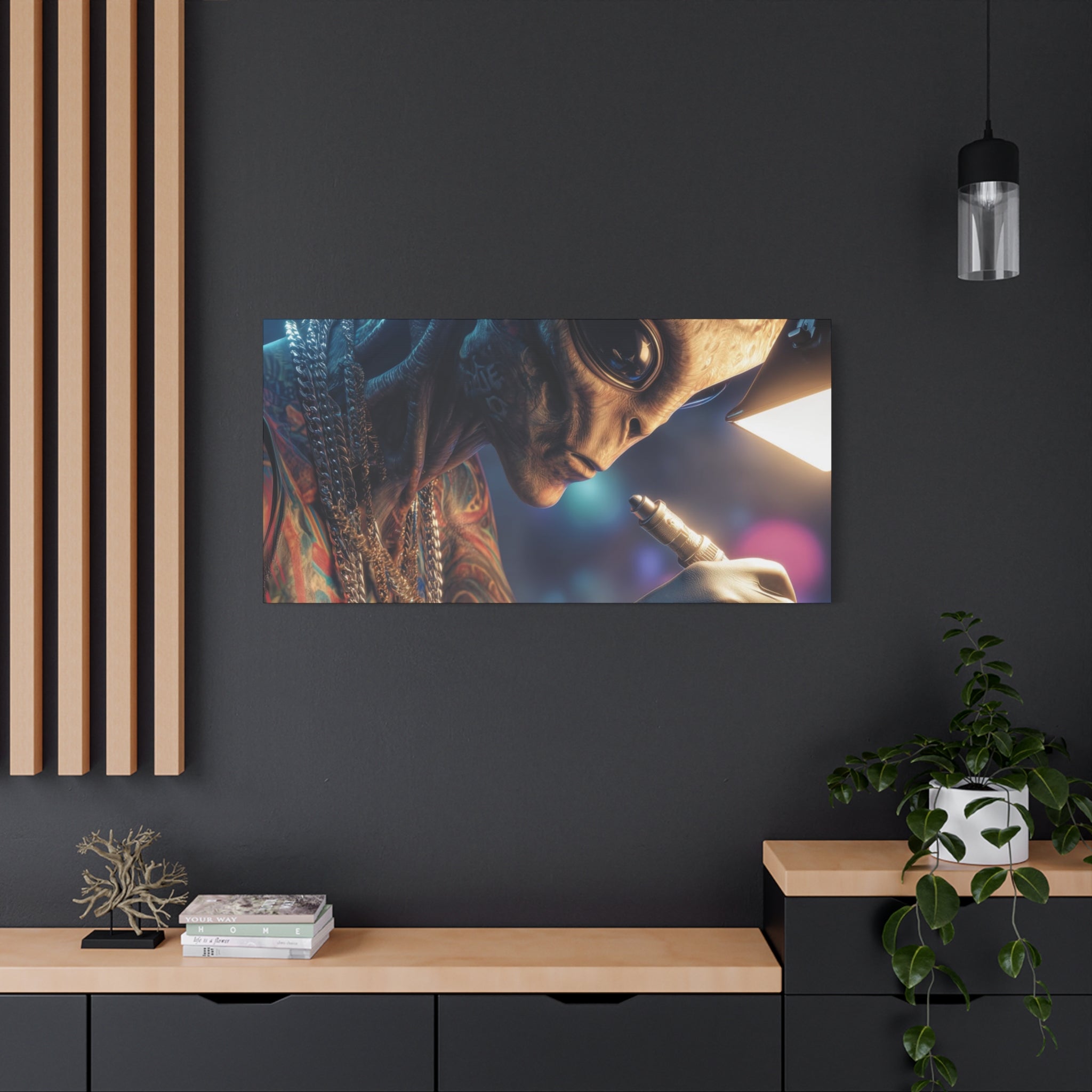 Alien Tattoo Artist Canvas Print — Matte Stretched Wall Art