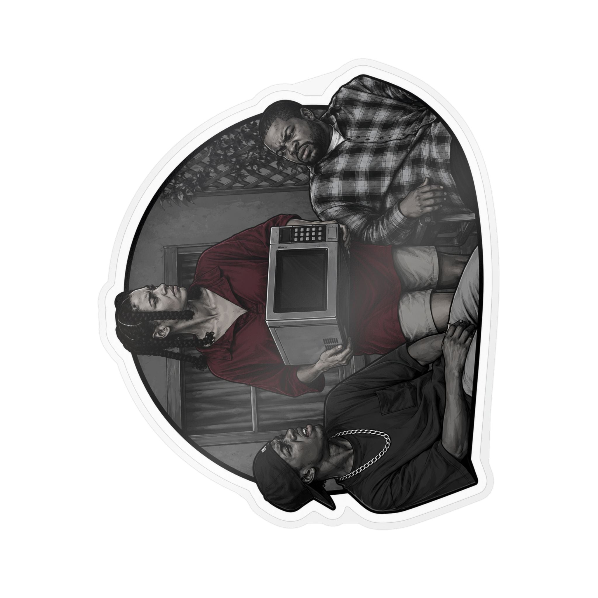 Friday collection Vinyl Sticker — Vintage TV Trio Kiss-Cut Decal