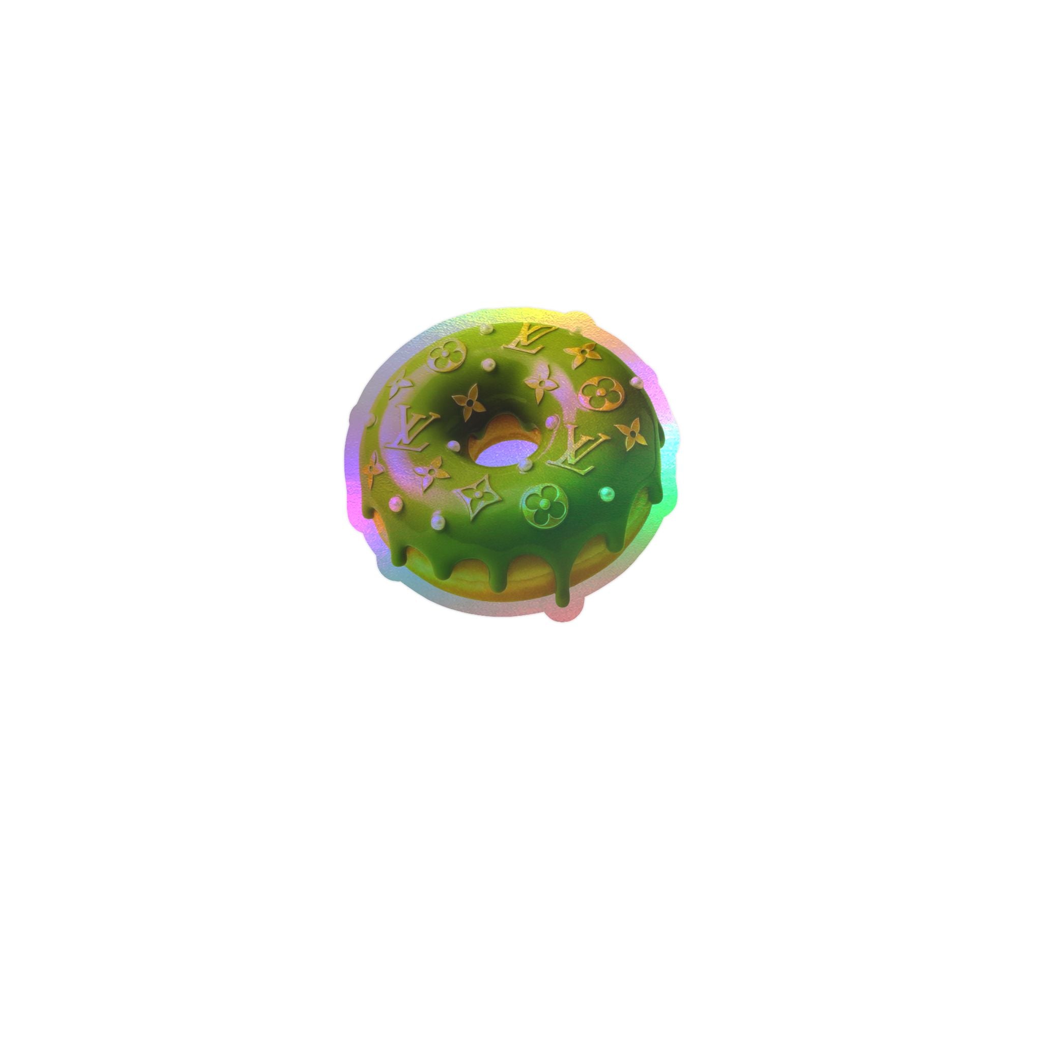 Green Designer LV Donut Kiss-Cut Vinyl Sticker