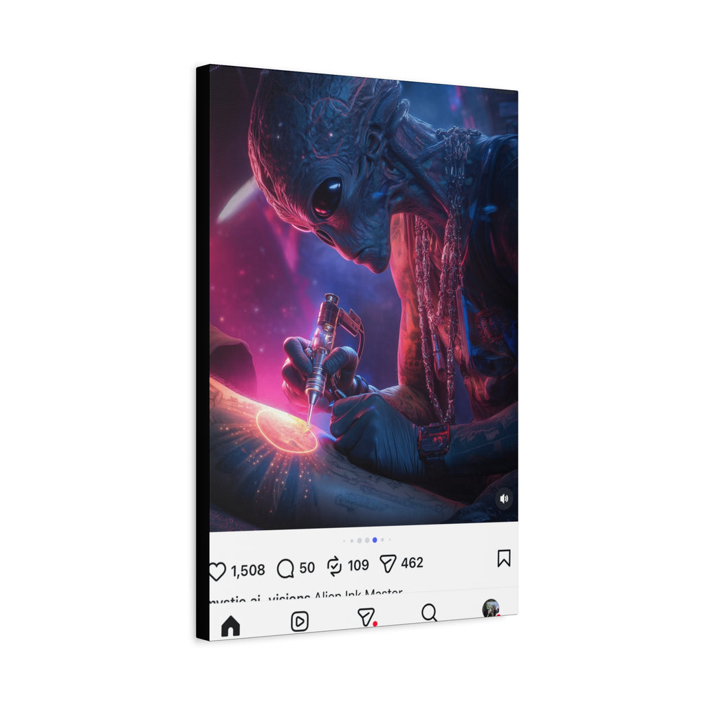 Alien Artist Canvas Print — Neon Sci‑Fi Wall Art