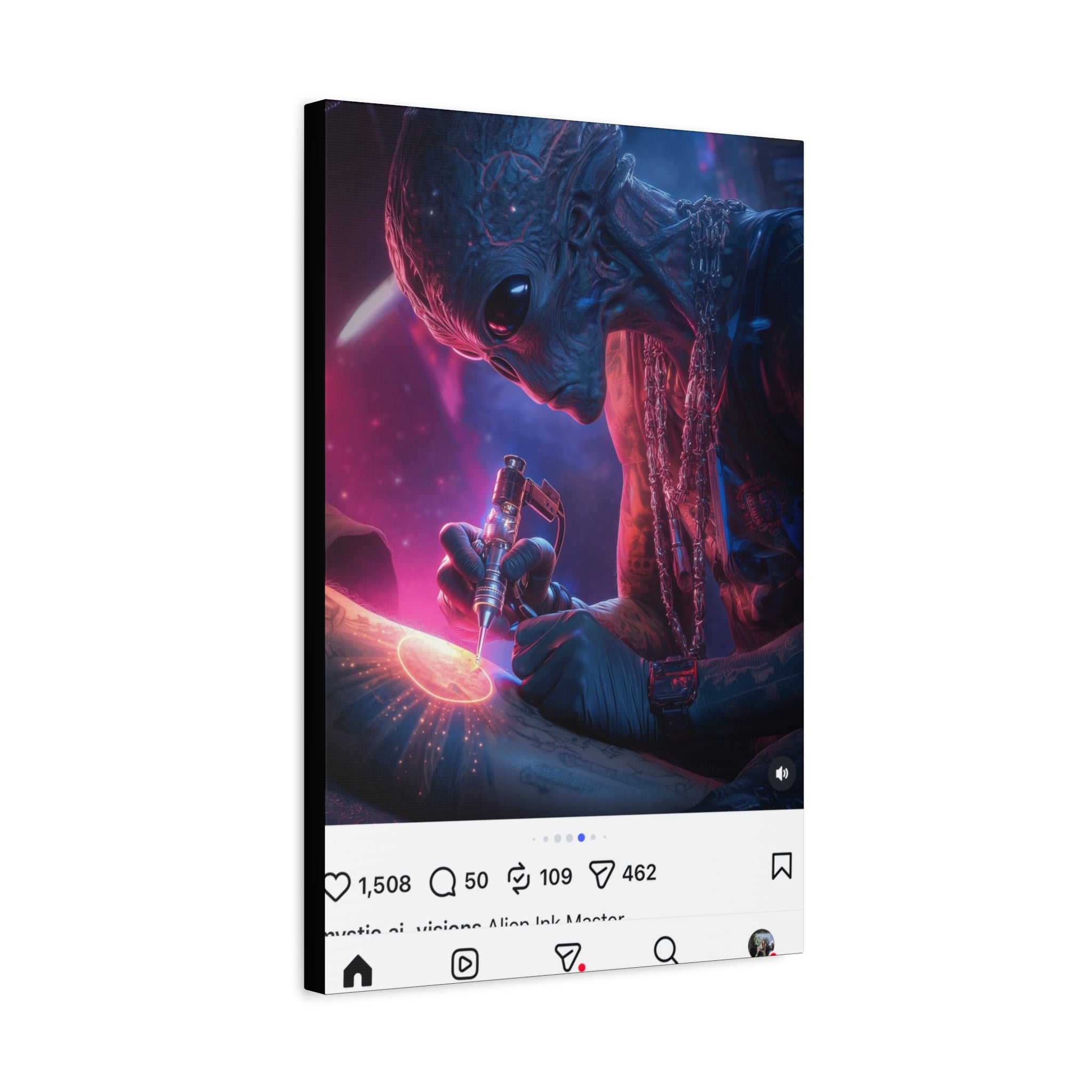 Alien Artist Canvas Print — Neon Sci‑Fi Wall Art