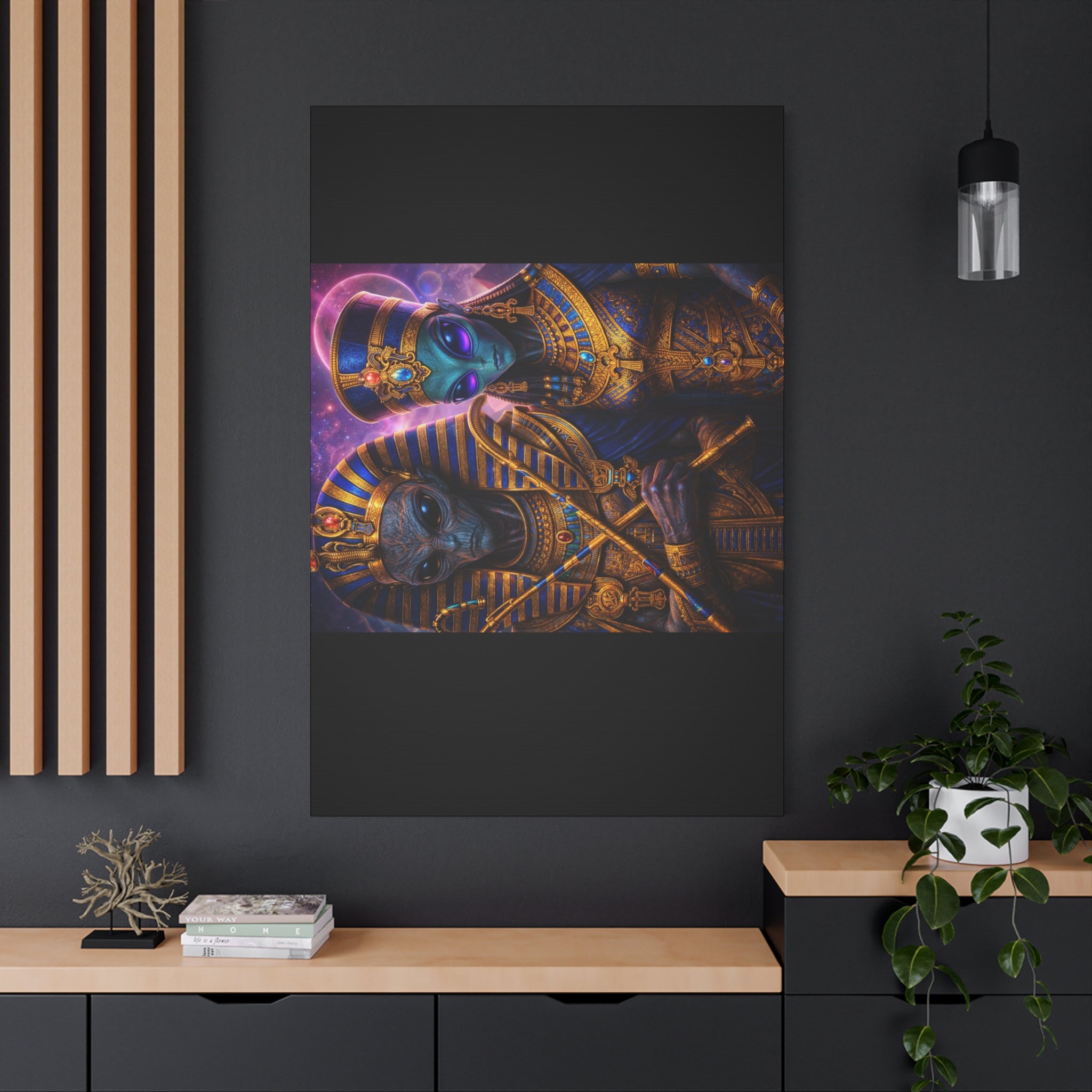 Alien Pharaoh Canvas Art - Matte Stretched Wall Decor