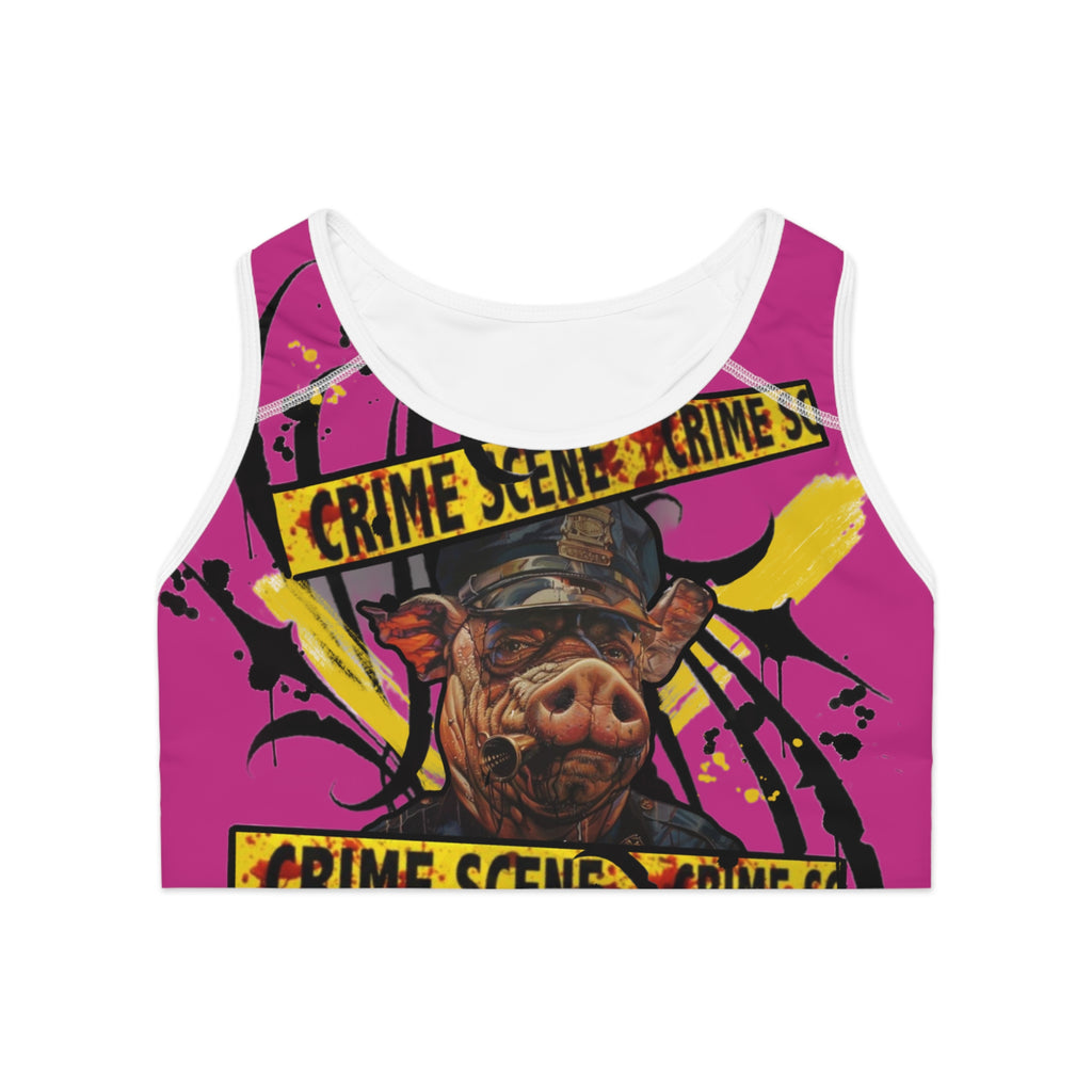 Crime Scene Pig Sports Bra — Bold Graphic Activewear ARTIST MIZZ EXTINKED