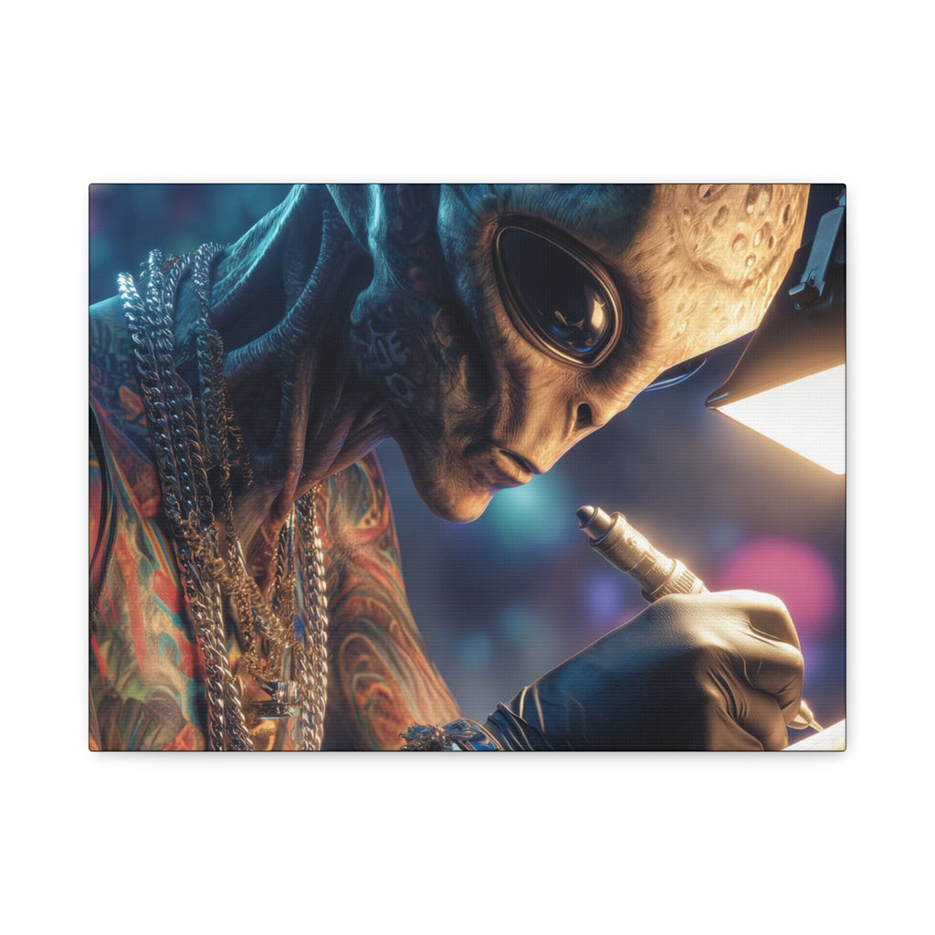 Alien Tattoo Artist Canvas Print — Matte Stretched Wall Art