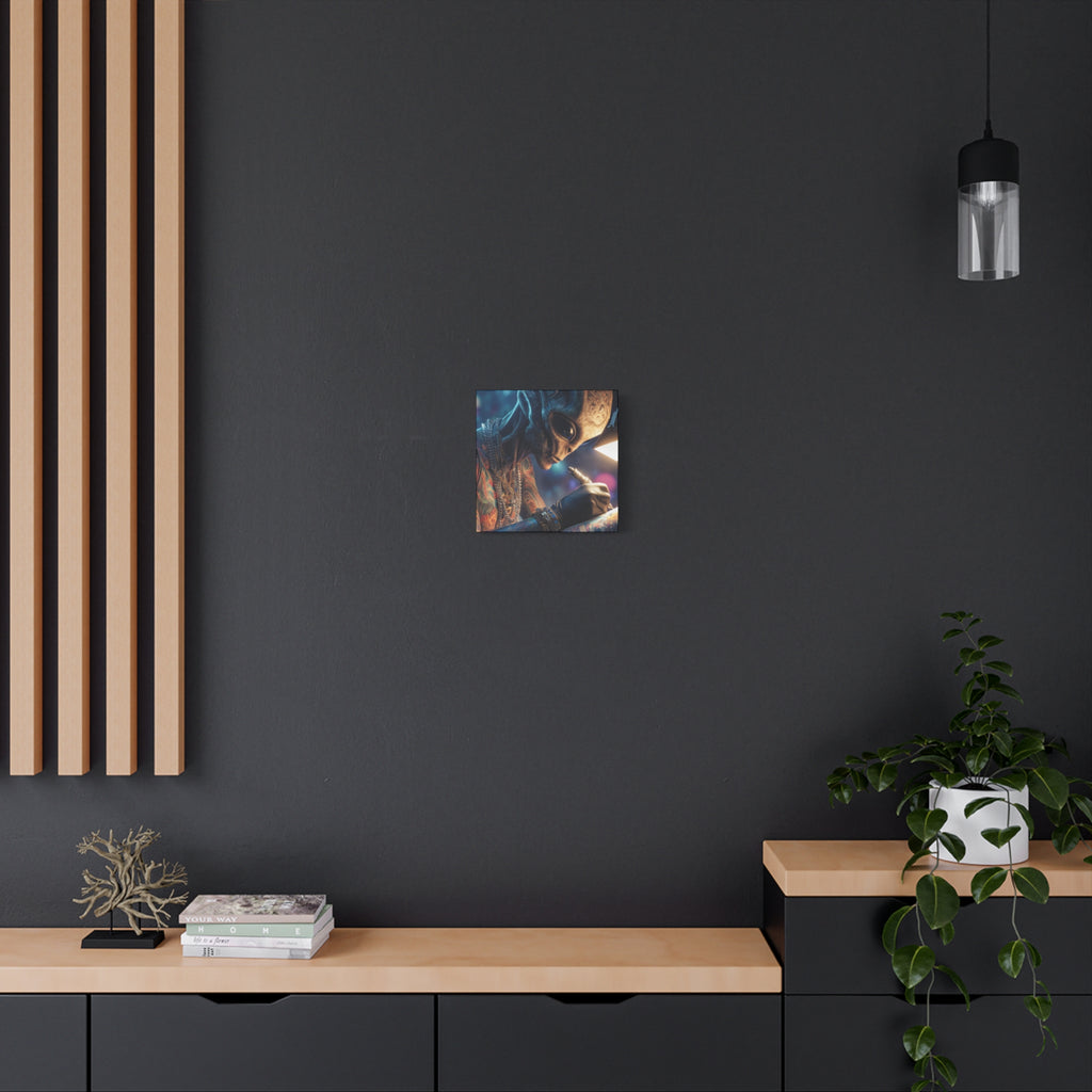 Alien Tattoo Artist Canvas Print — Matte Stretched Wall Art