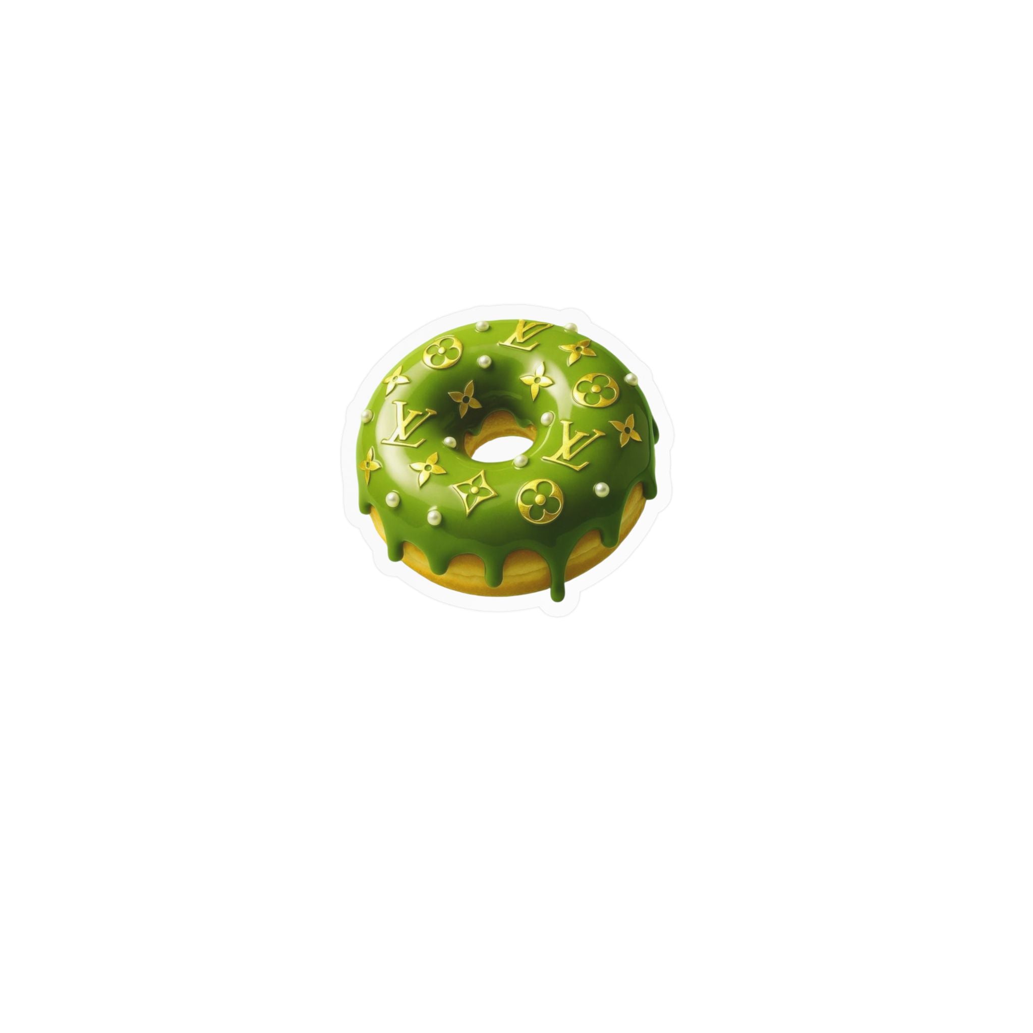 Green Designer LV Donut Kiss-Cut Vinyl Sticker