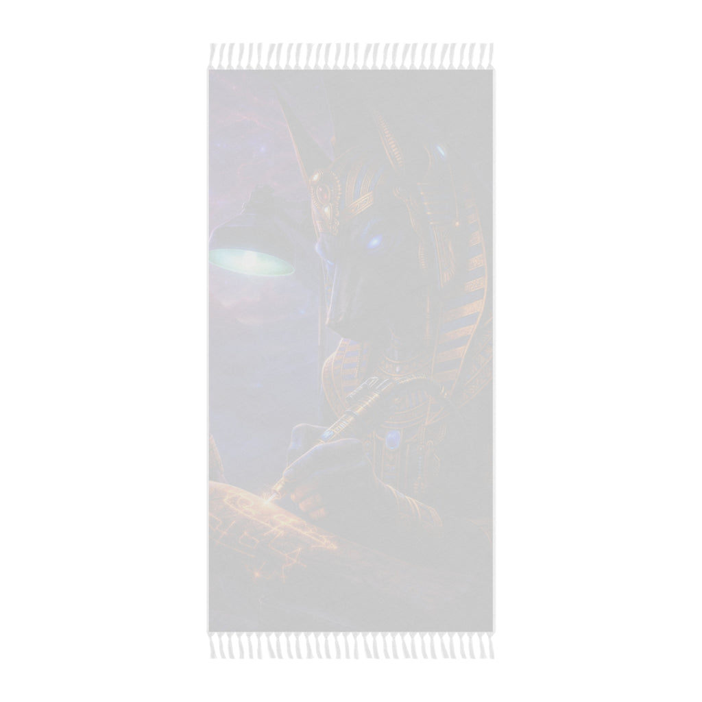 Anubis Cosmic Beach Towel — Egyptian God Design, Mystical Boho Surf Throw