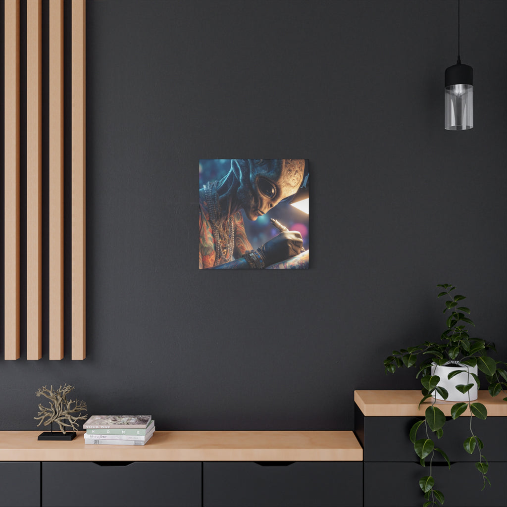 Alien Tattoo Artist Canvas Print — Matte Stretched Wall Art