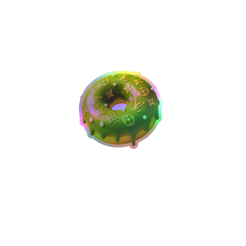 Green Designer LV Donut Kiss-Cut Vinyl Sticker