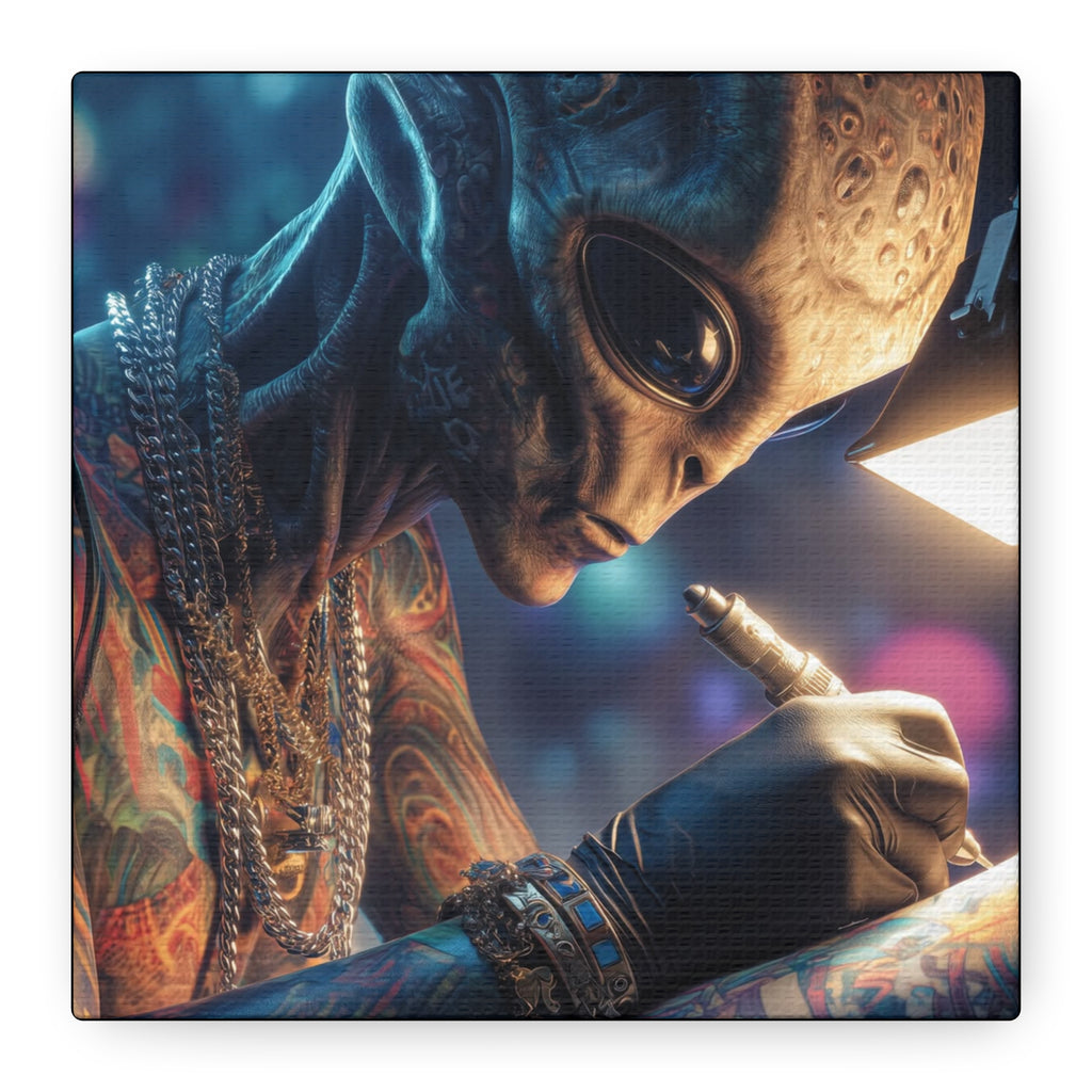 Alien Tattoo Artist Canvas Print — Matte Stretched Wall Art