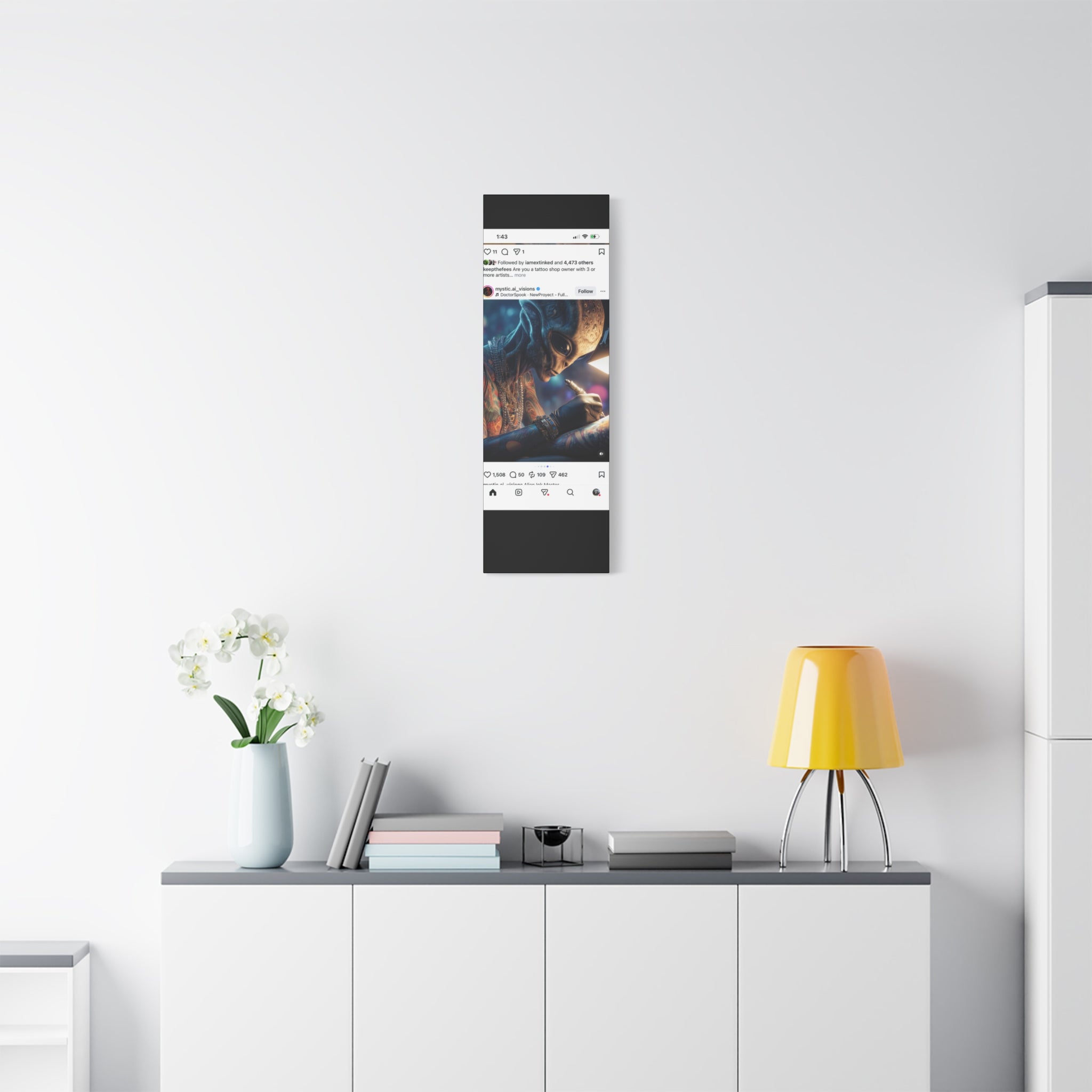 Alien Tattoo Artist Canvas Print — Matte Stretched Wall Art
