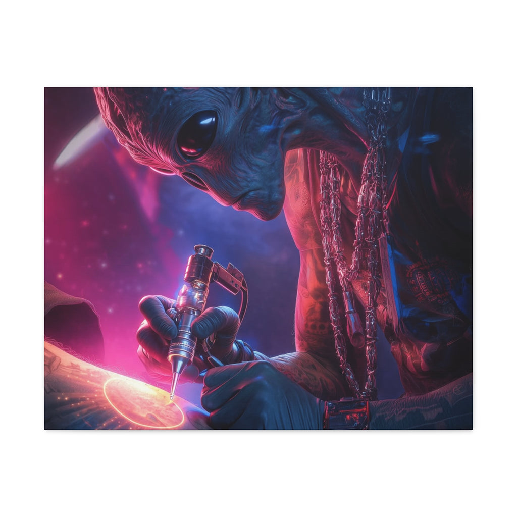 Alien Artist Canvas Print — Neon Sci‑Fi Wall Art