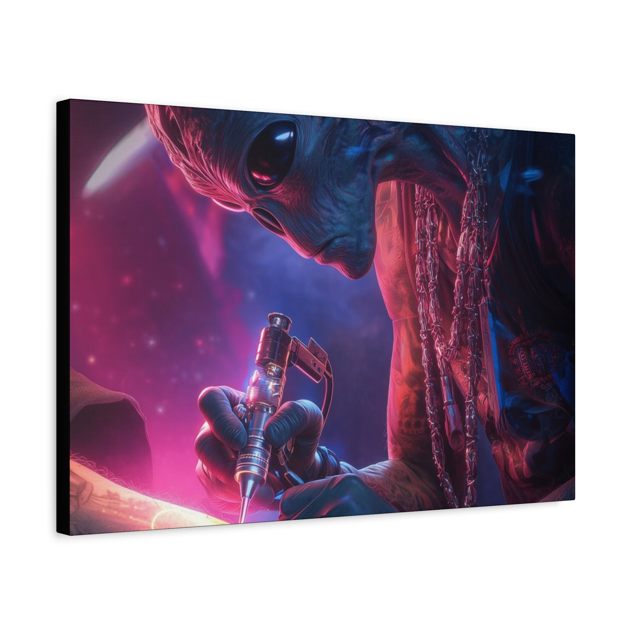 Alien Artist Canvas Print — Neon Sci‑Fi Wall Art