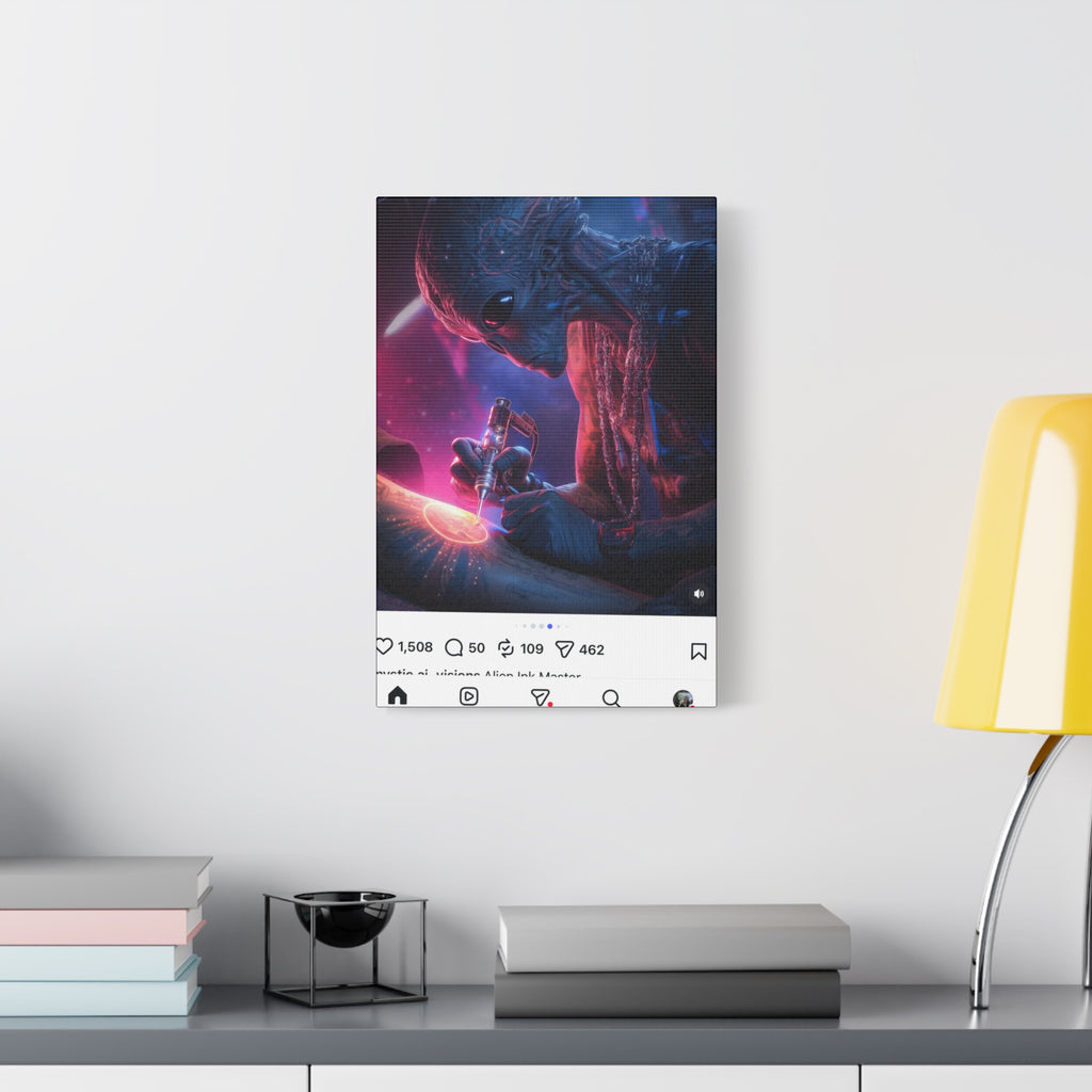 Alien Artist Canvas Print — Neon Sci‑Fi Wall Art