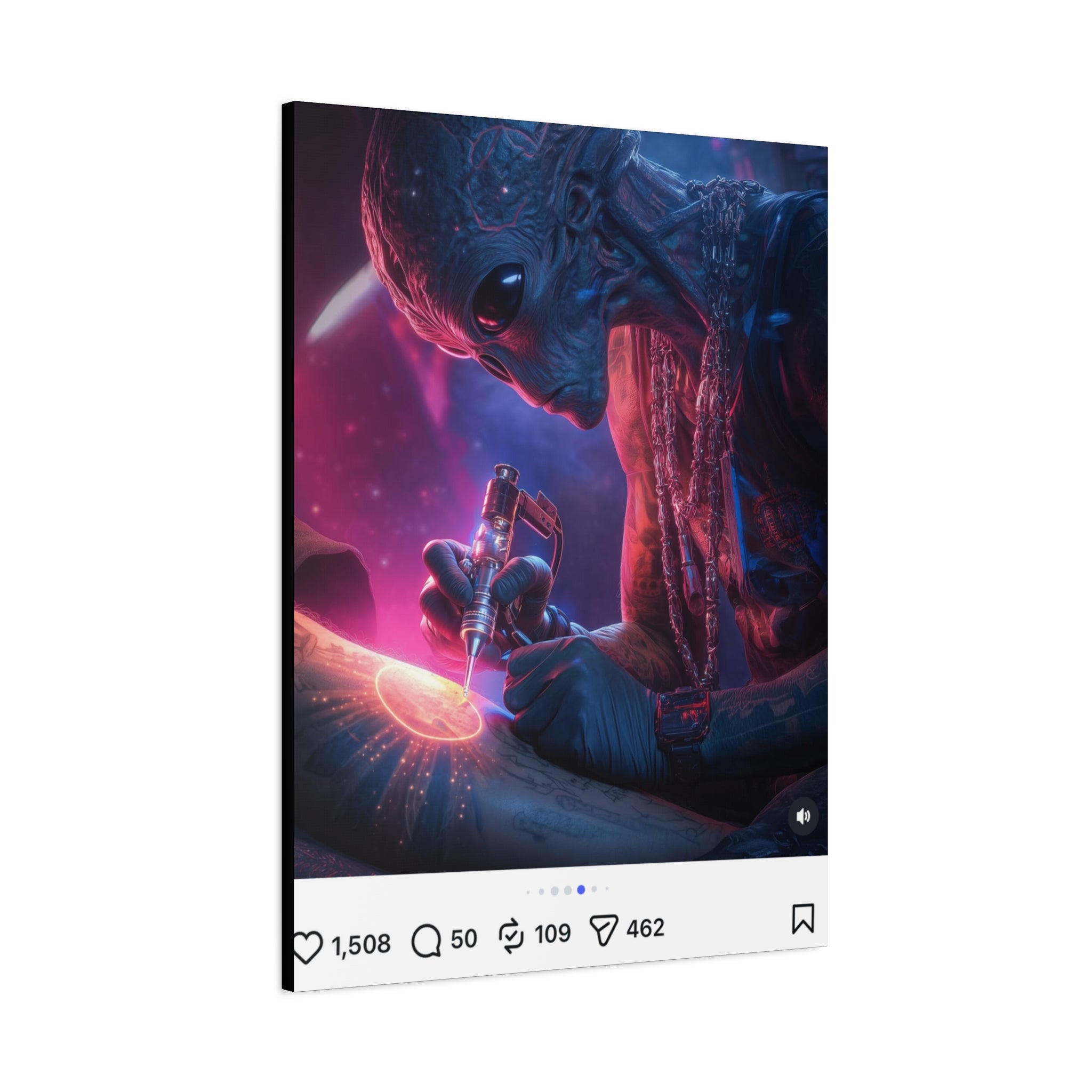 Alien Artist Canvas Print — Neon Sci‑Fi Wall Art