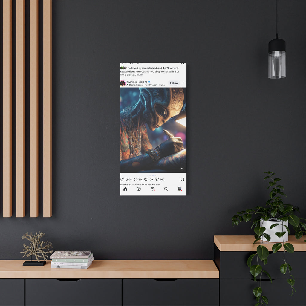 Alien Tattoo Artist Canvas Print — Matte Stretched Wall Art