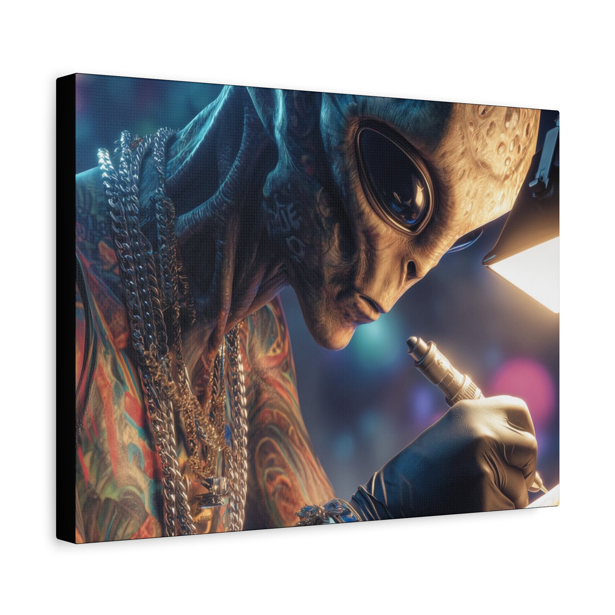 Alien Tattoo Artist Canvas Print — Matte Stretched Wall Art