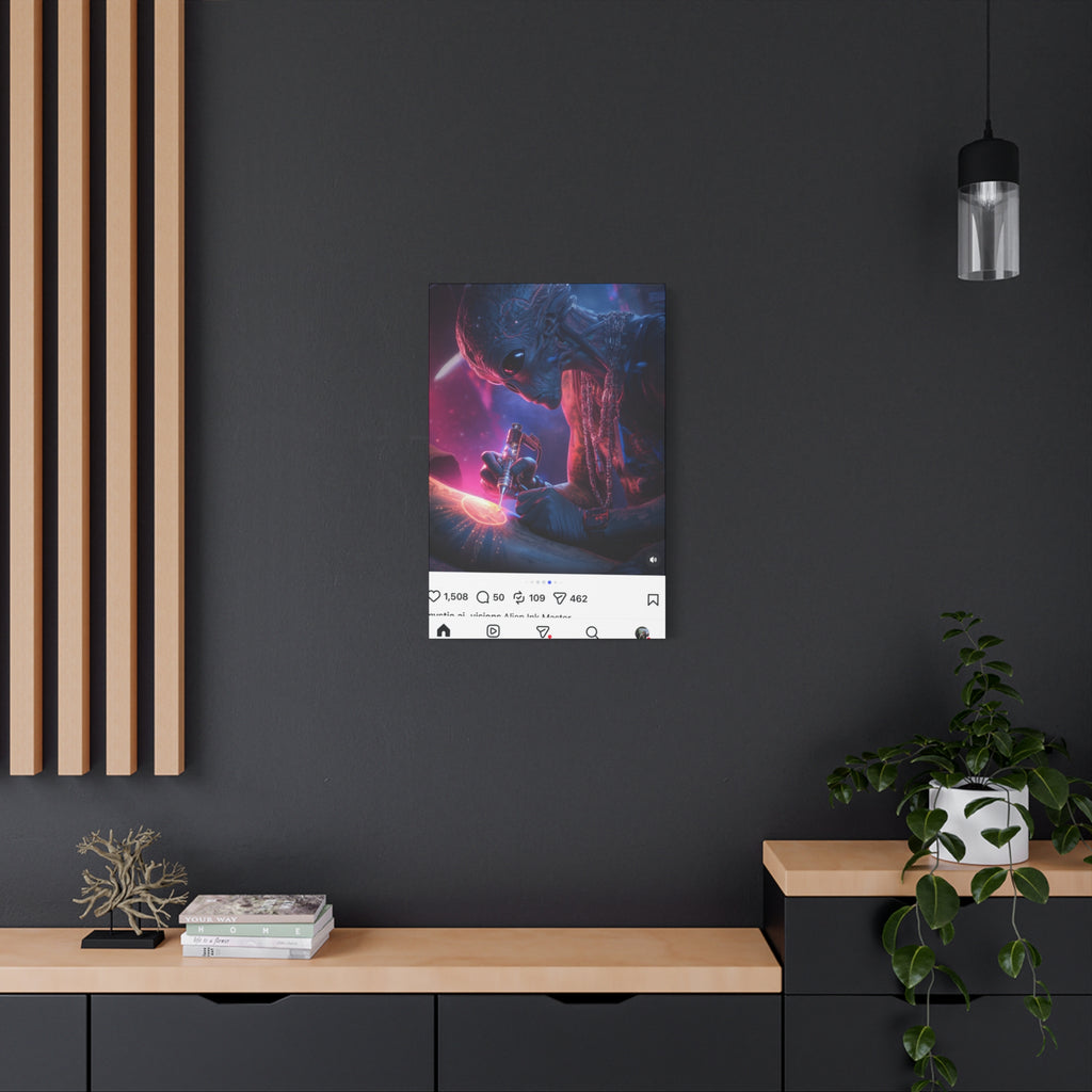 Alien Artist Canvas Print — Neon Sci‑Fi Wall Art