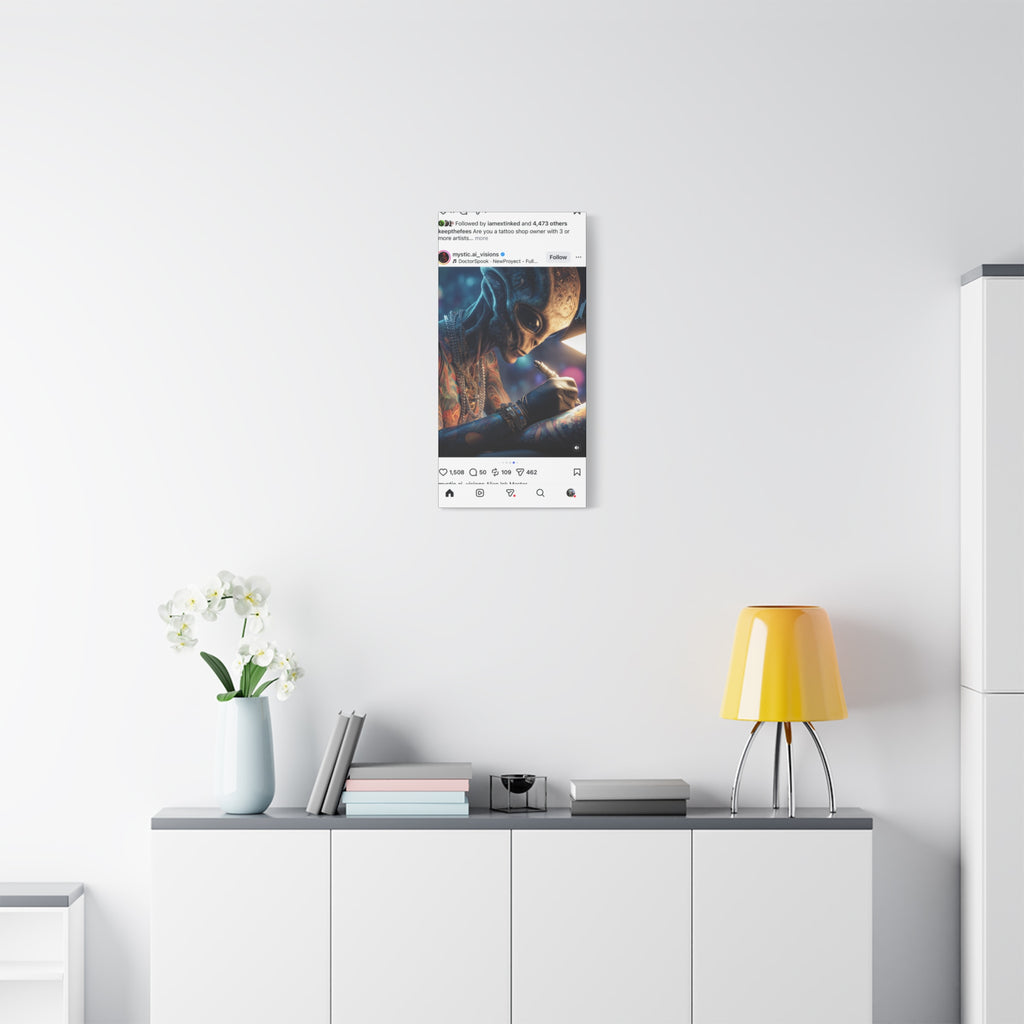 Alien Tattoo Artist Canvas Print — Matte Stretched Wall Art