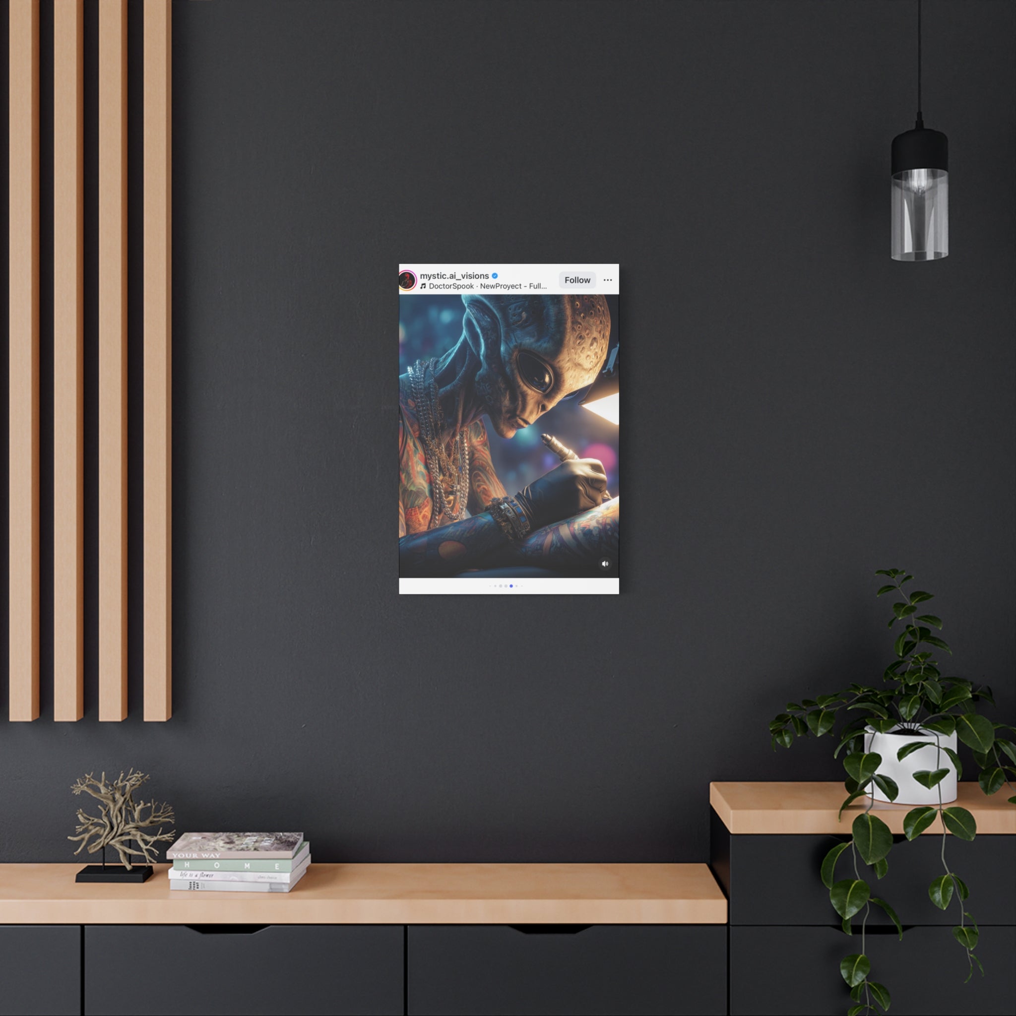 Alien Tattoo Artist Canvas Print — Matte Stretched Wall Art
