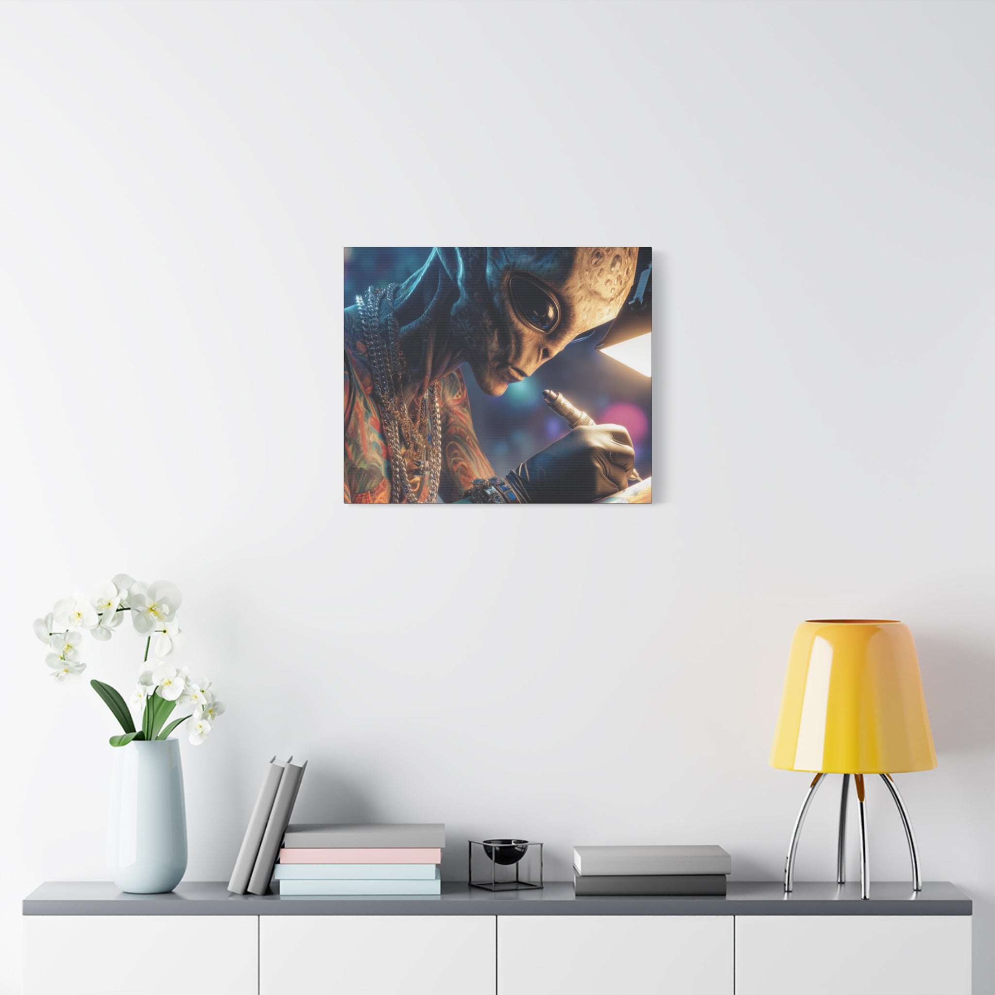 Alien Tattoo Artist Canvas Print — Matte Stretched Wall Art