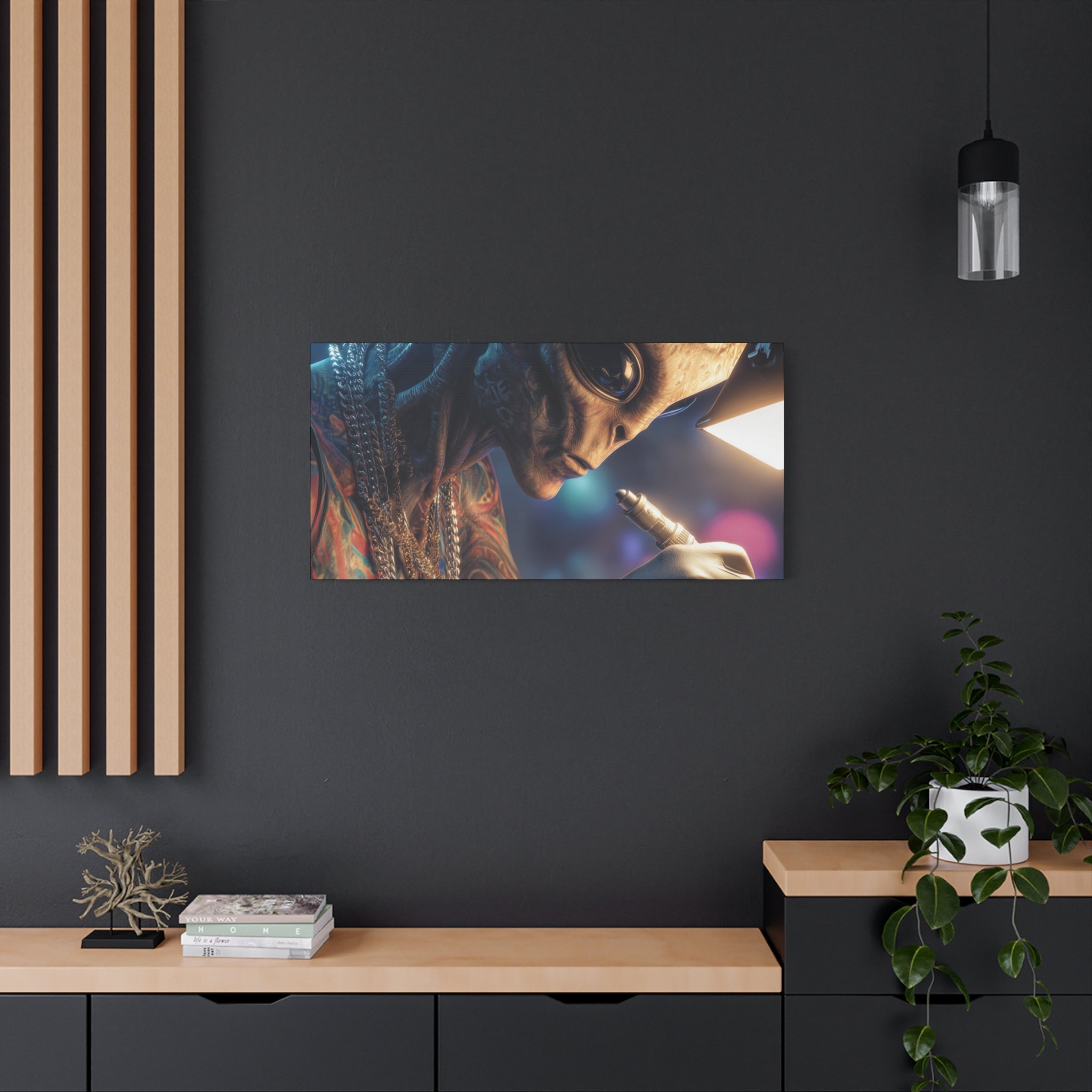 Alien Tattoo Artist Canvas Print — Matte Stretched Wall Art