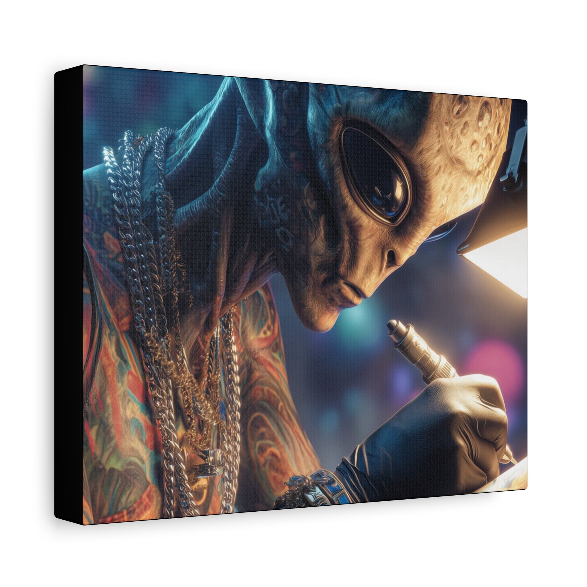 Alien Tattoo Artist Canvas Print — Matte Stretched Wall Art