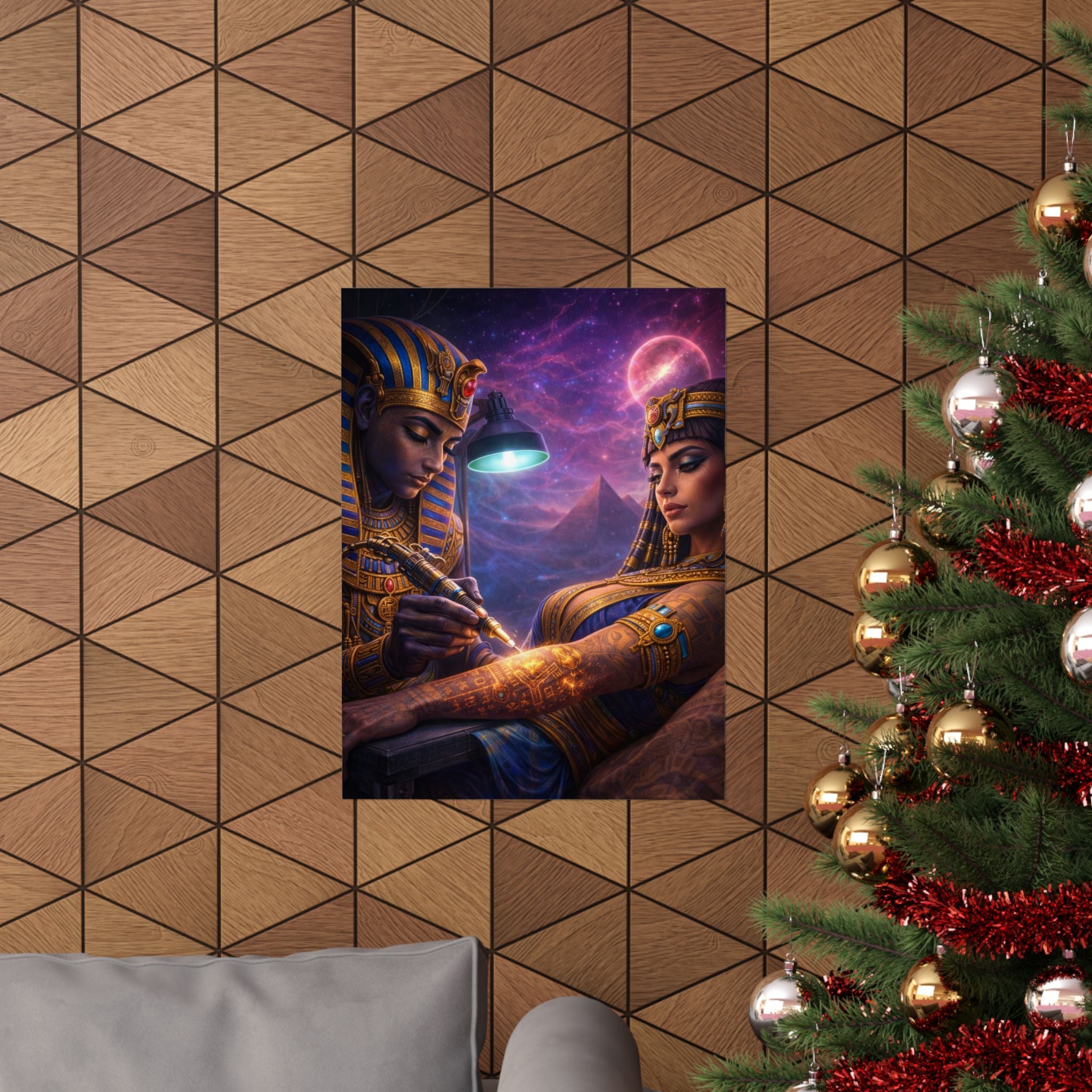 Egyptian Pharaoh Tattoo Poster — Matte Vertical Wall Art