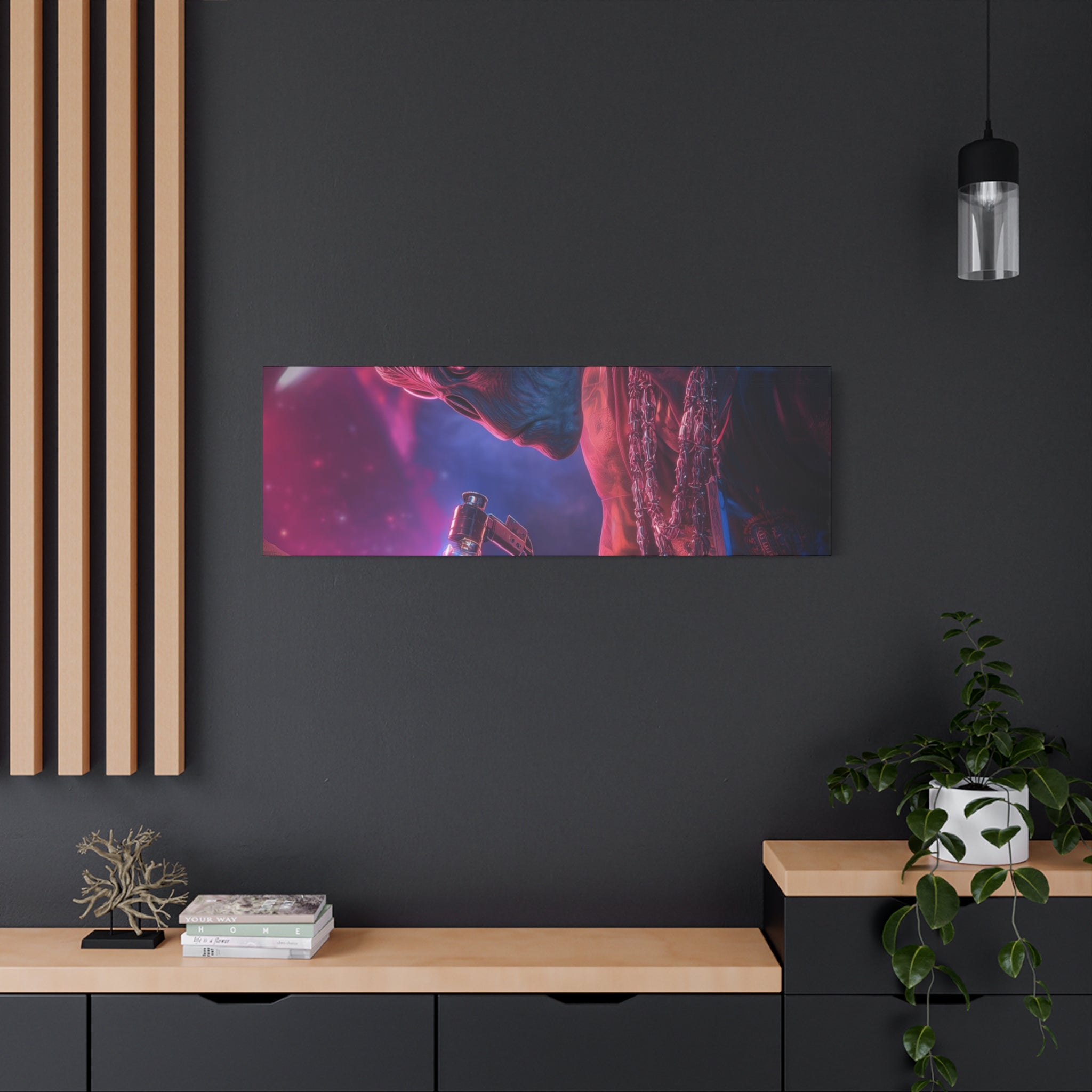 Alien Artist Canvas Print — Neon Sci‑Fi Wall Art