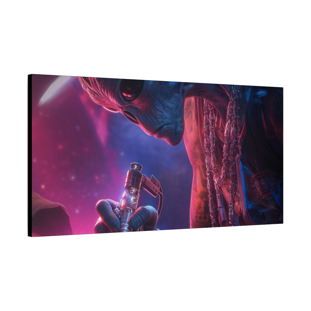 Alien Artist Canvas Print — Neon Sci‑Fi Wall Art