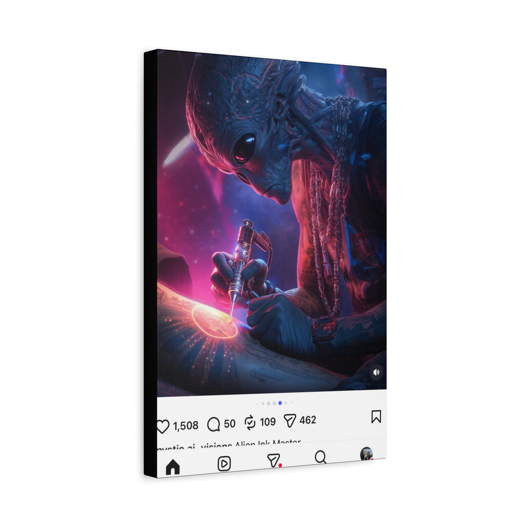 Alien Artist Canvas Print — Neon Sci‑Fi Wall Art