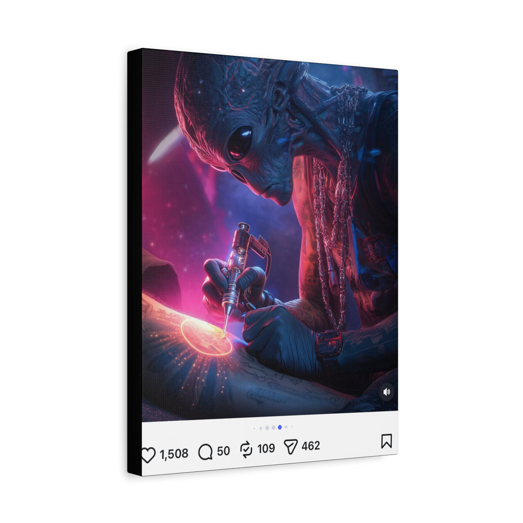 Alien Artist Canvas Print — Neon Sci‑Fi Wall Art