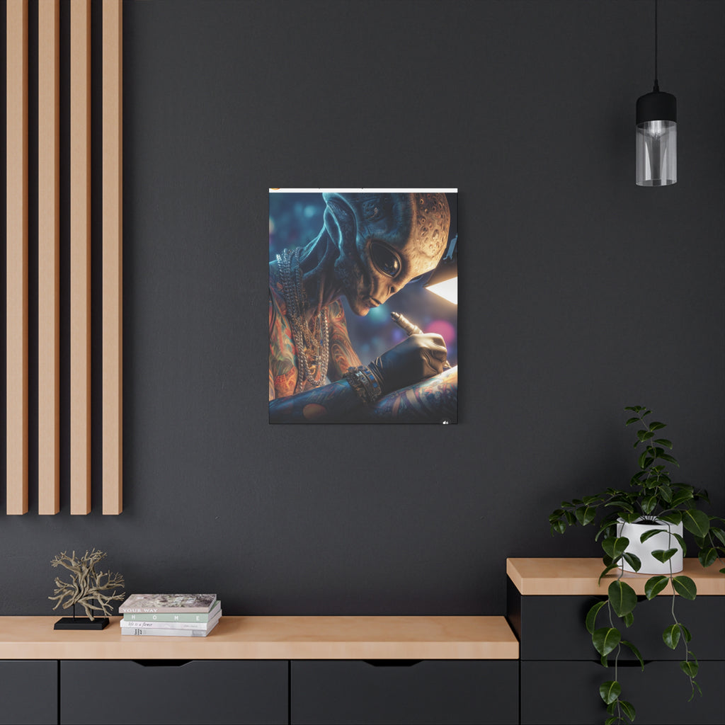 Alien Tattoo Artist Canvas Print — Matte Stretched Wall Art
