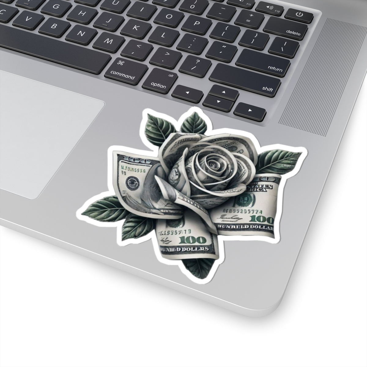 Money Rose Sticker — Kiss-Cut Vinyl Cash Rose Laptop Decal