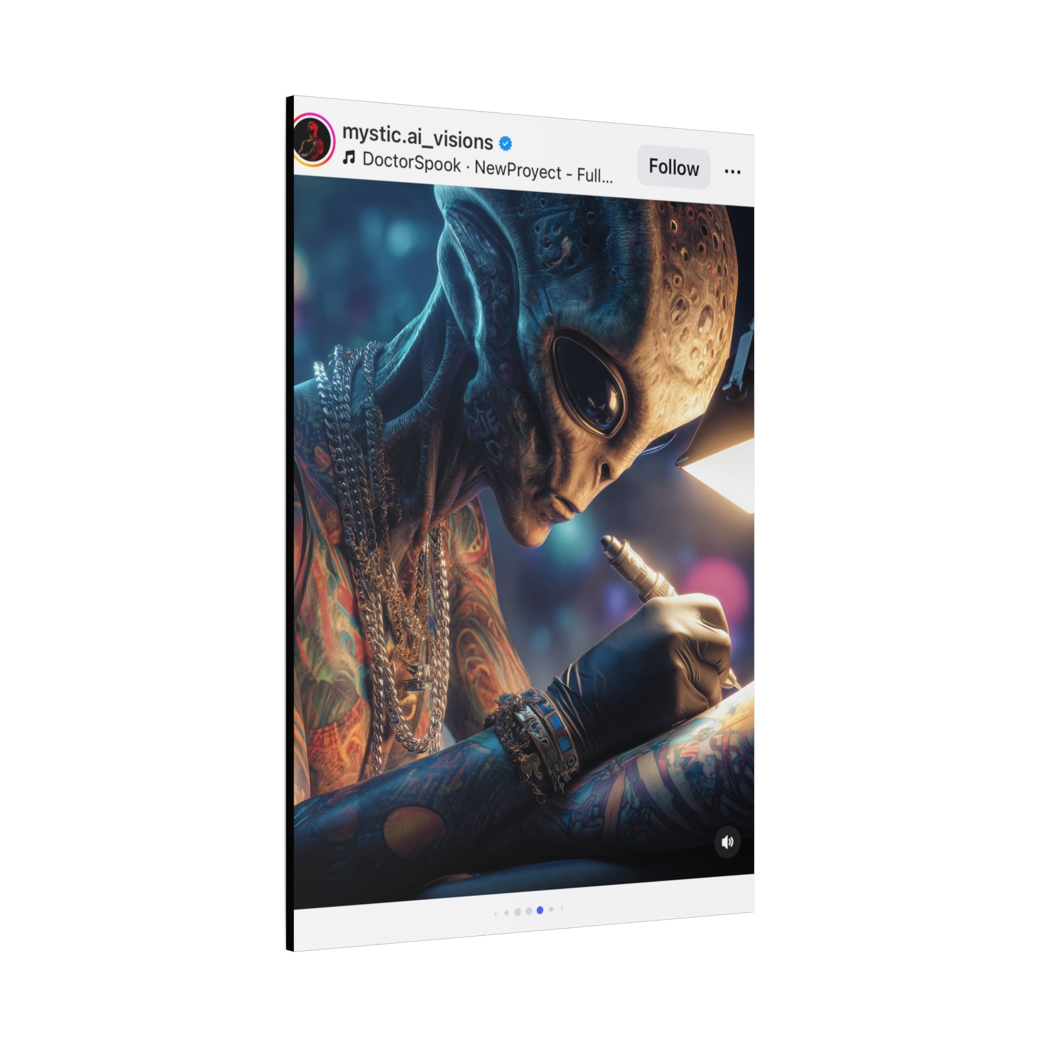 Alien Tattoo Artist Canvas Print — Matte Stretched Wall Art