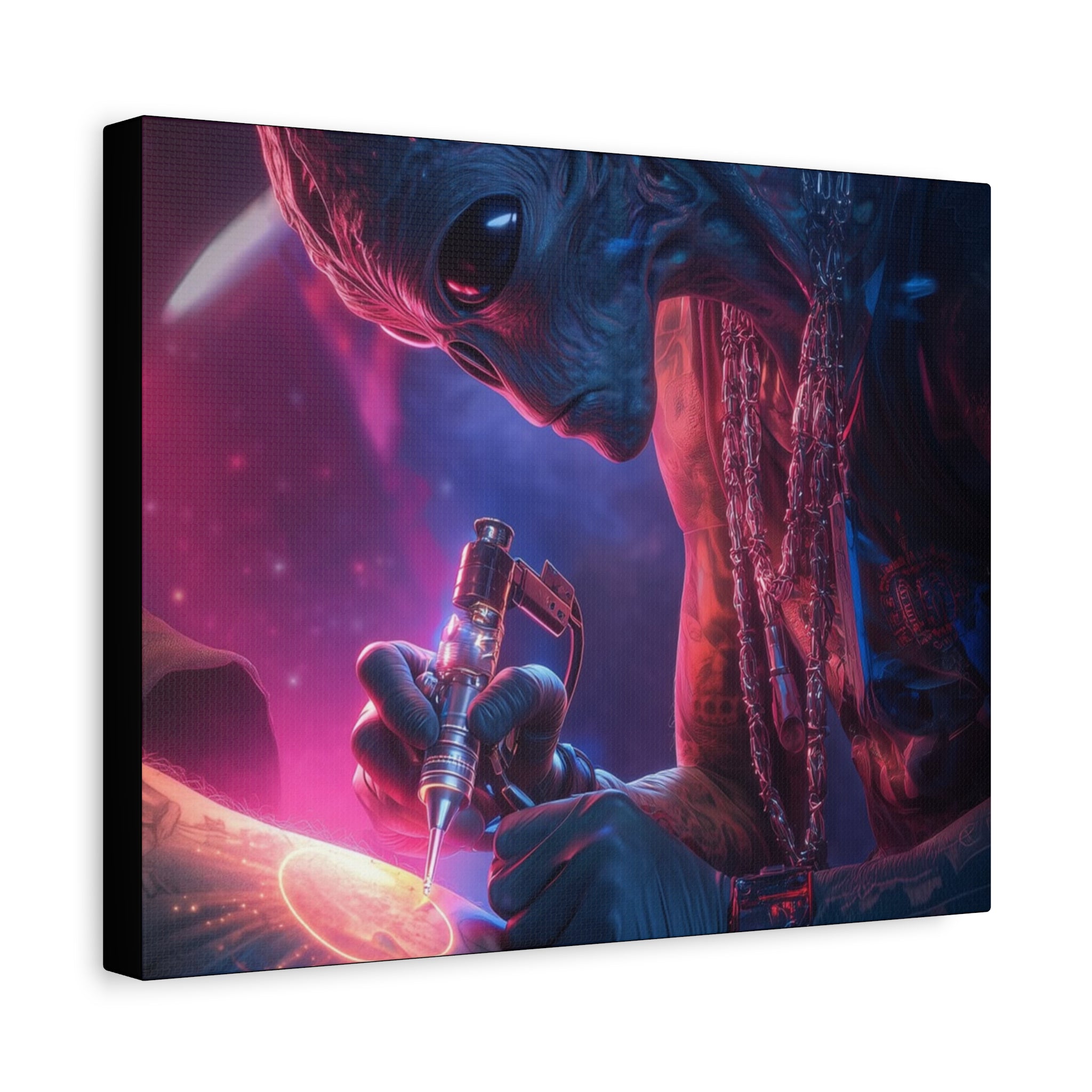 Alien Artist Canvas Print — Neon Sci‑Fi Wall Art